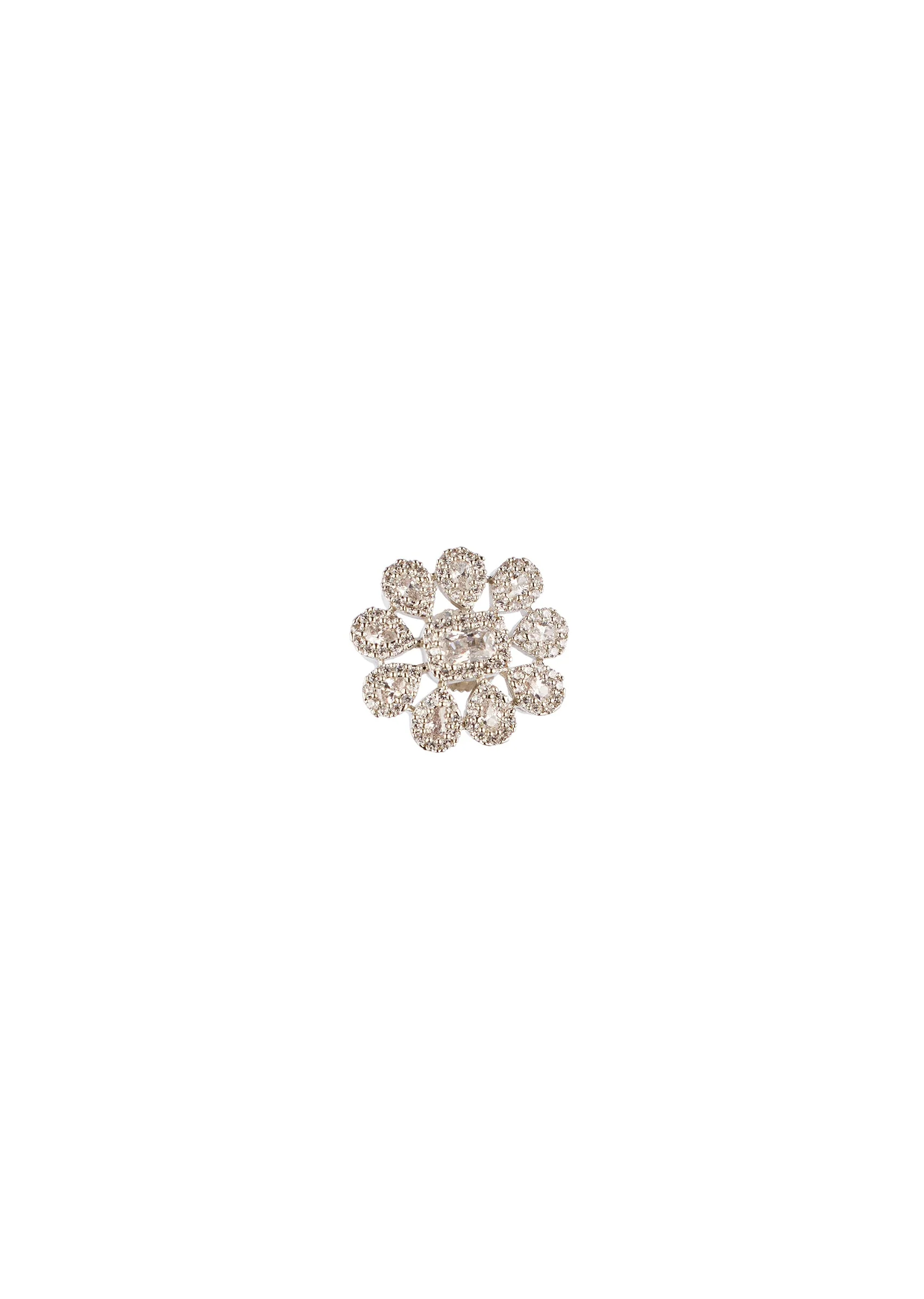 White CZ Diamond Anti Tarnish Necklace and Floral Earrings Set - Image 4