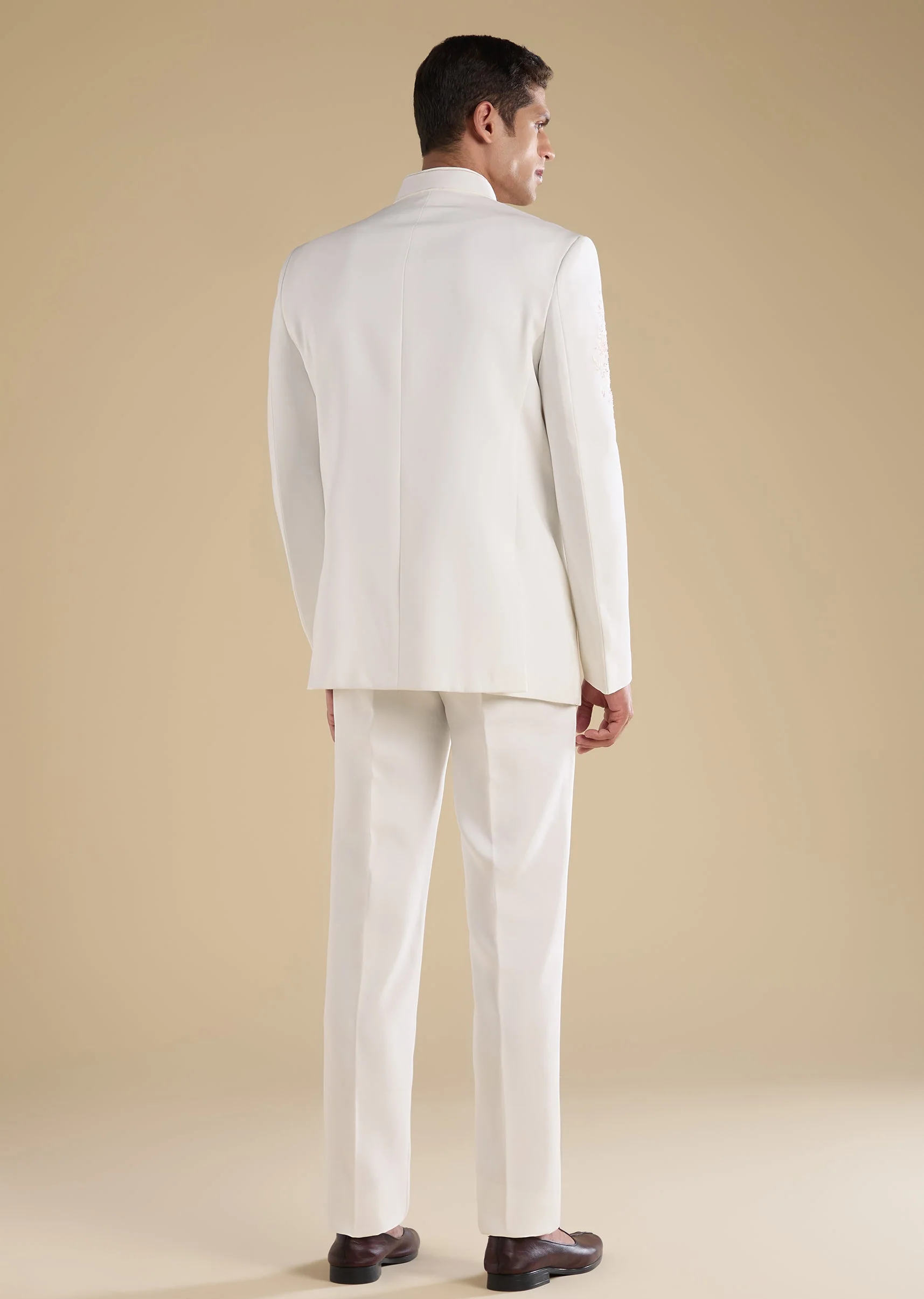 White Embroidered Jodhpuri Set With Pants - Image 5