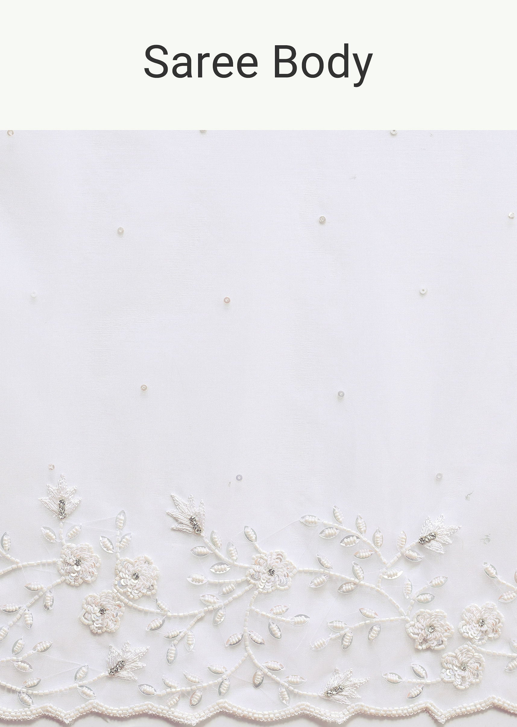 White Embroidered Organza Saree - Image 9