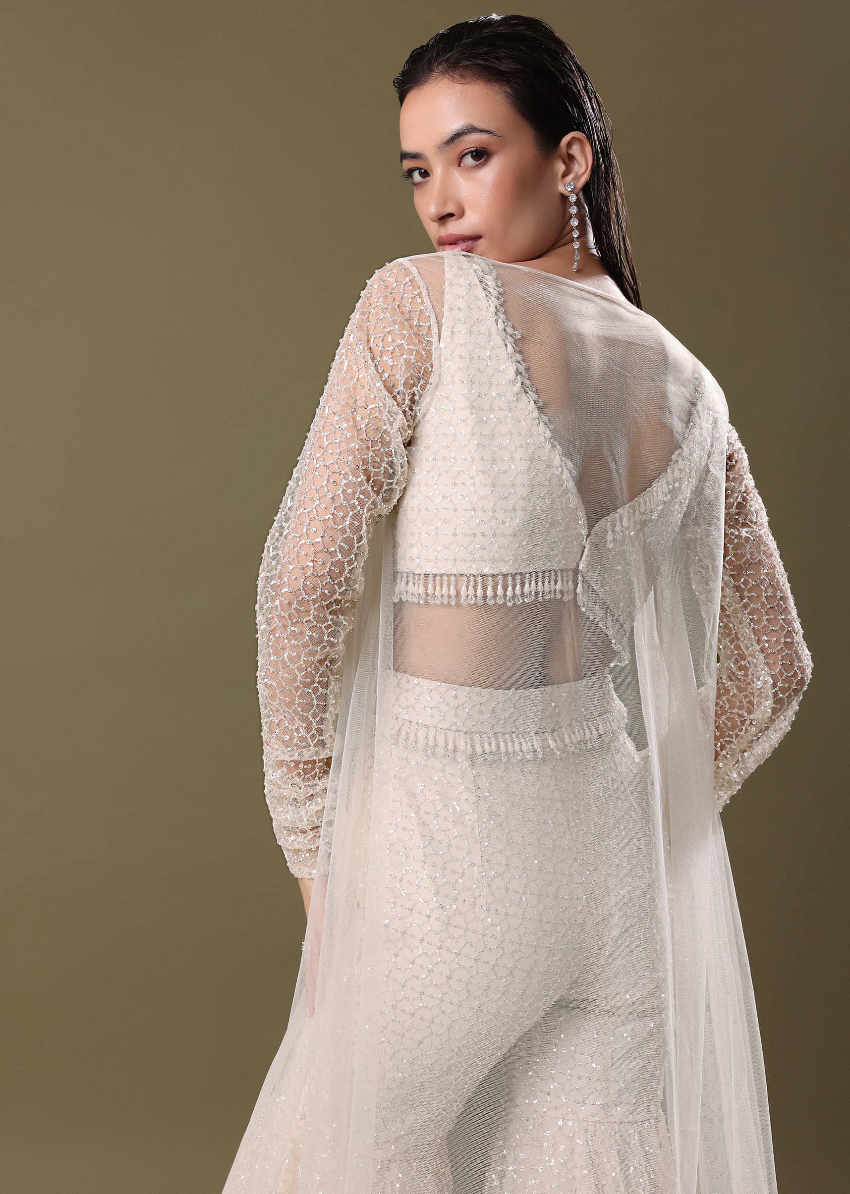 White Embroidered Sharara And Jacket - Image 5