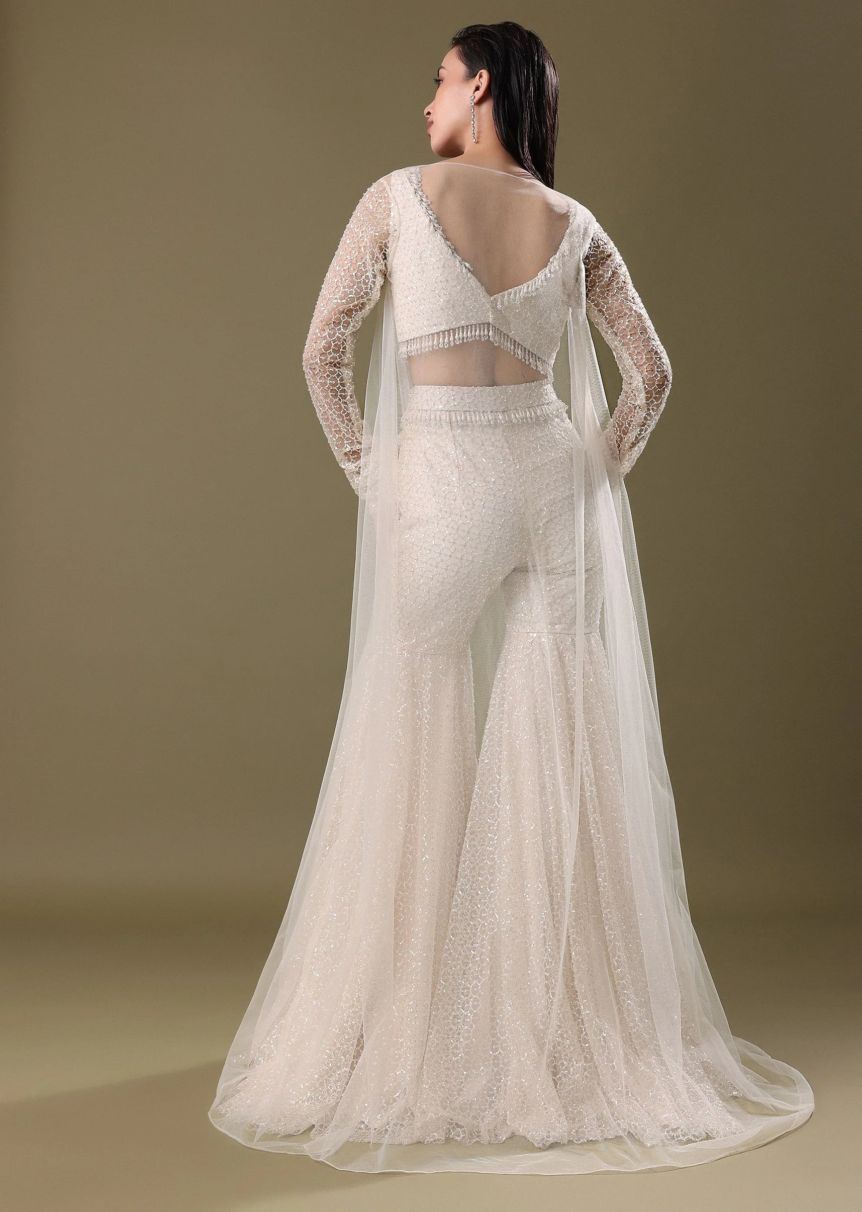 White Embroidered Sharara And Jacket - Image 6