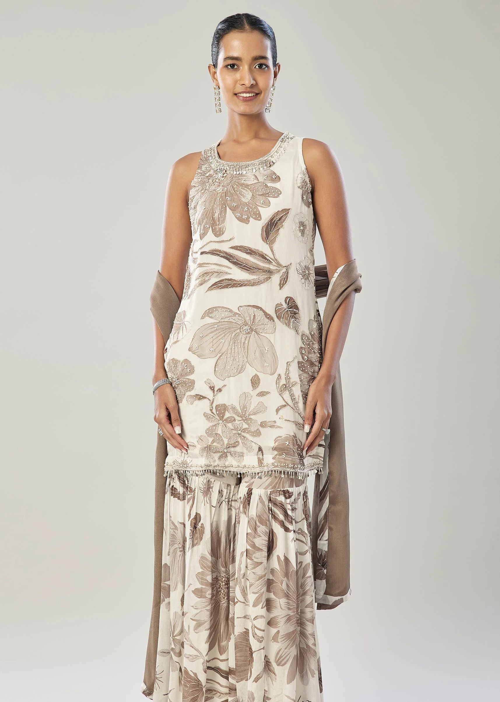 White Floral Sharara Set - Image 4