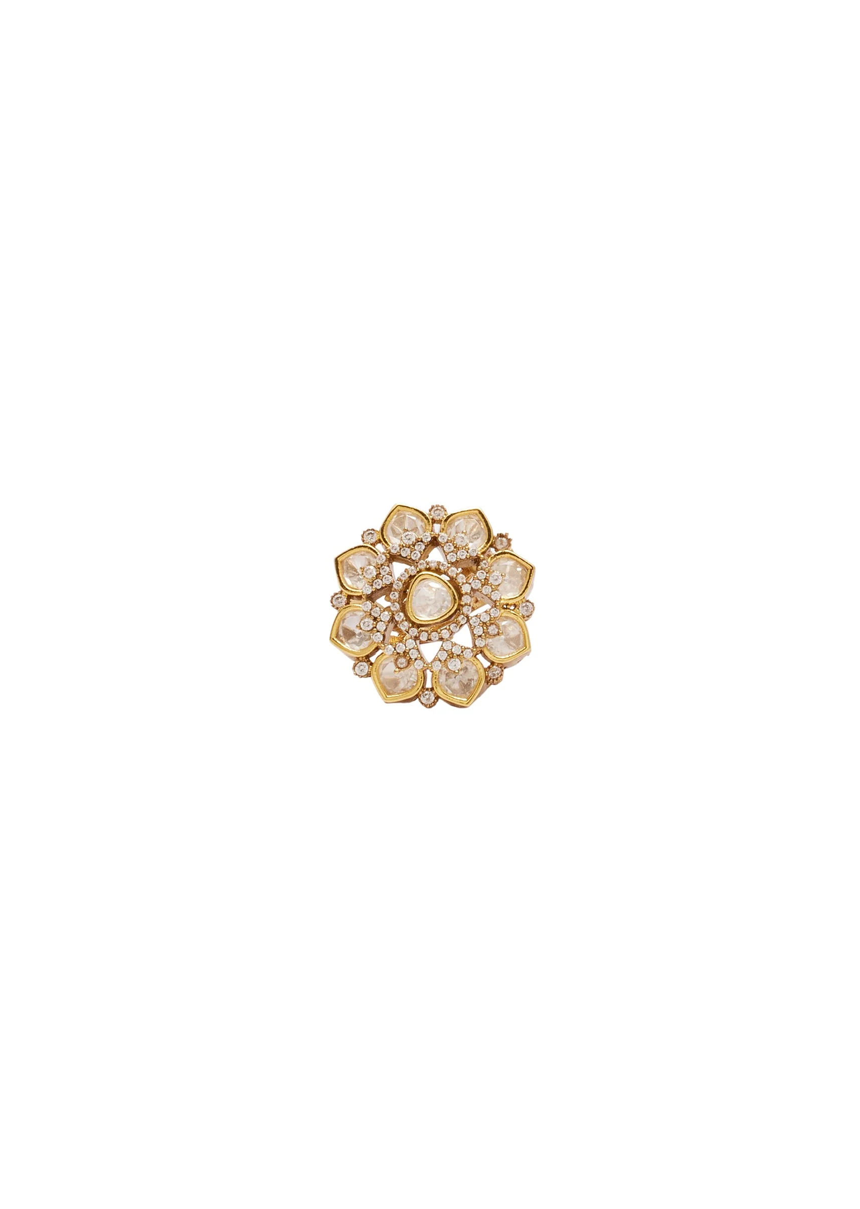 White Gold Polki Ring - Image 2