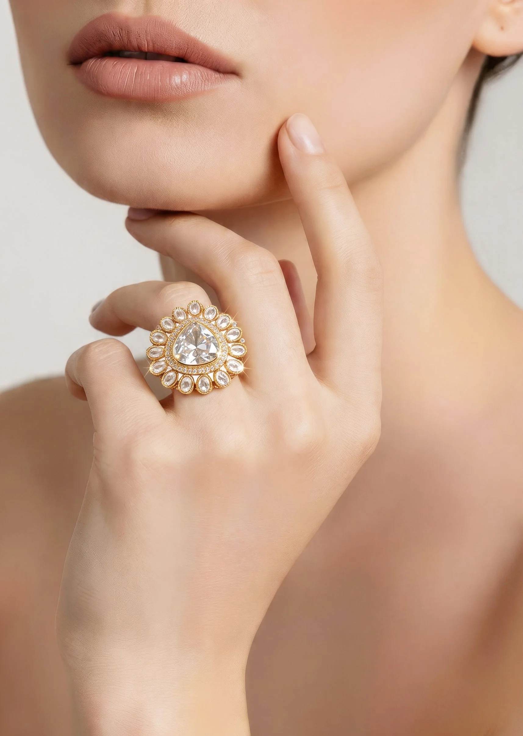 White Gold Zirconia Statement Ring