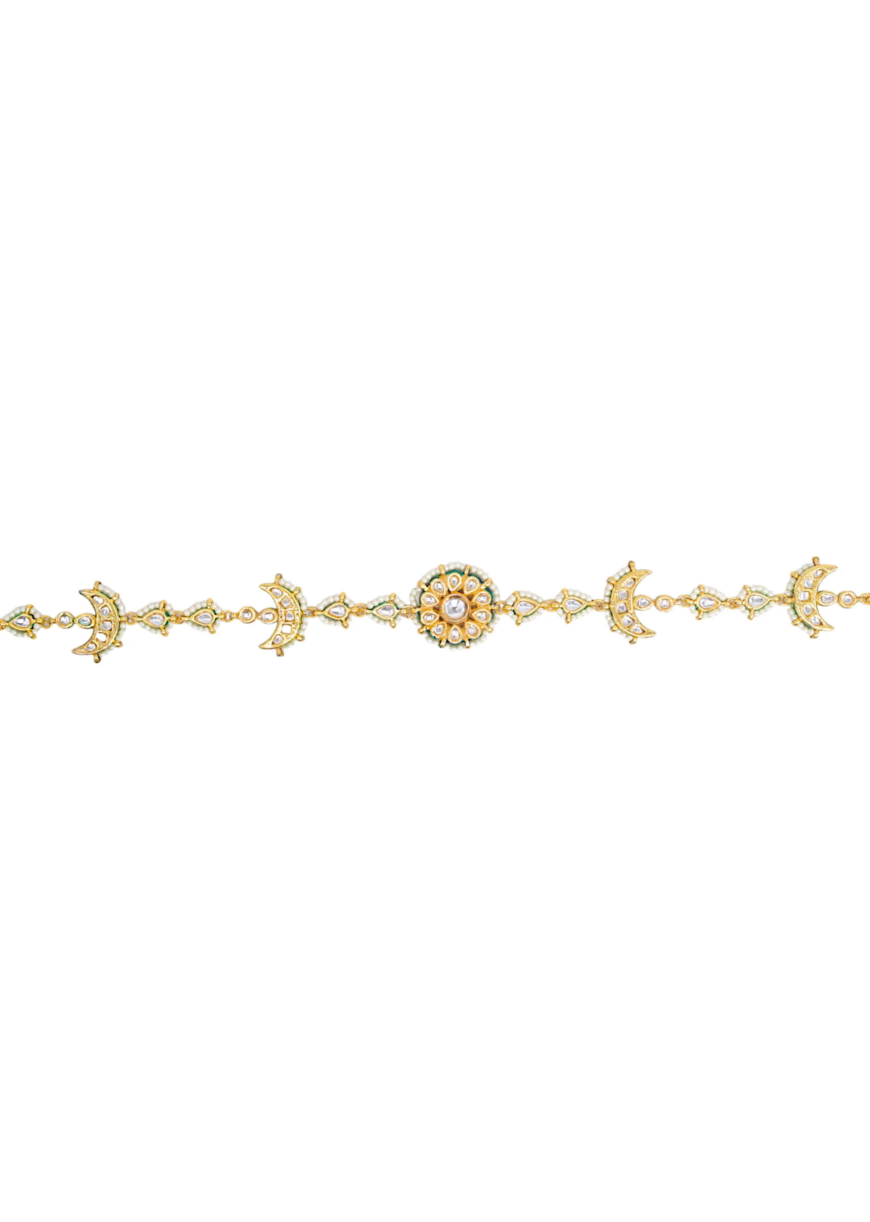 White Kundan Floral Motif Mathapatti - Image 2