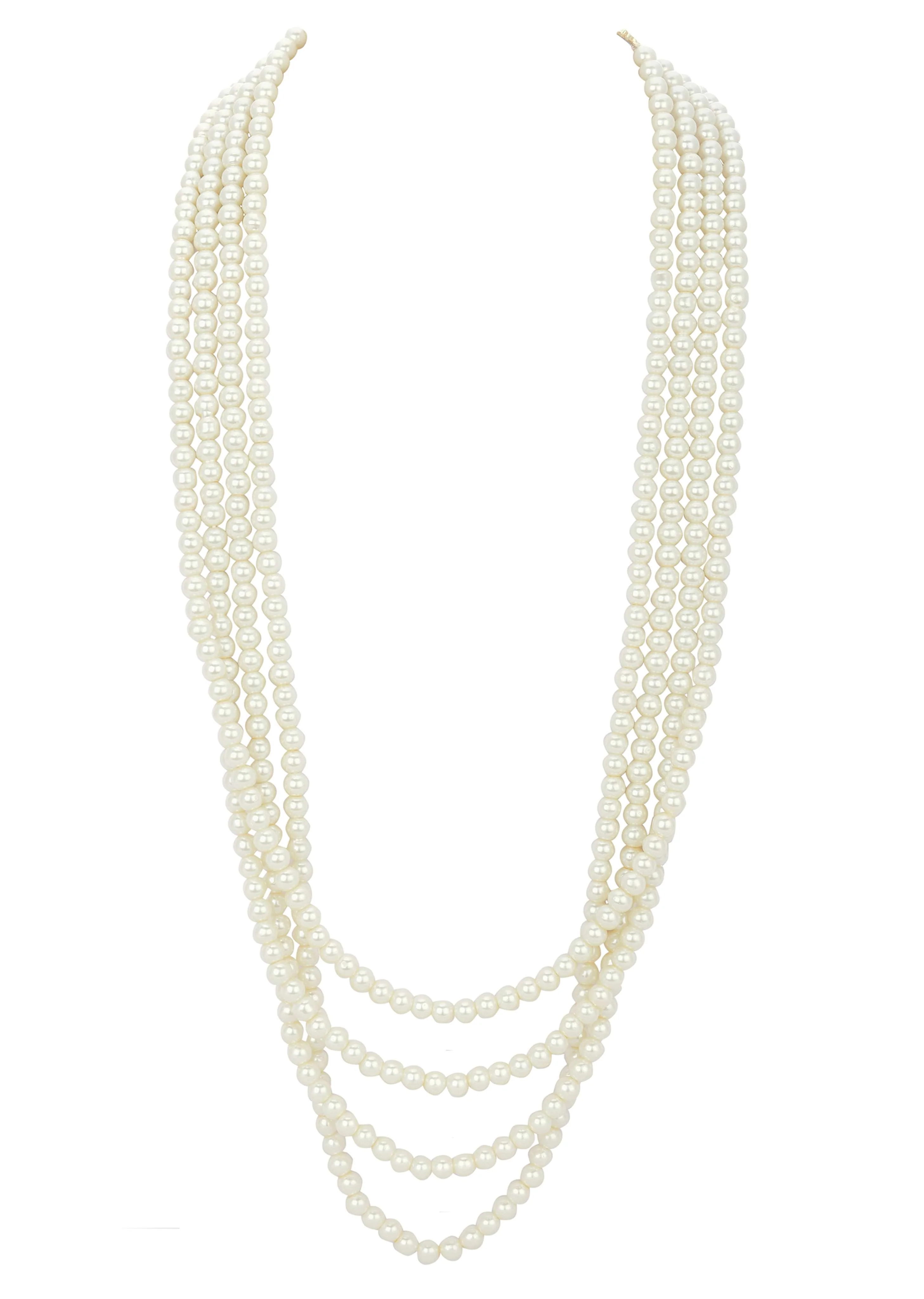 White Layered Pearl Necklace - Image 3
