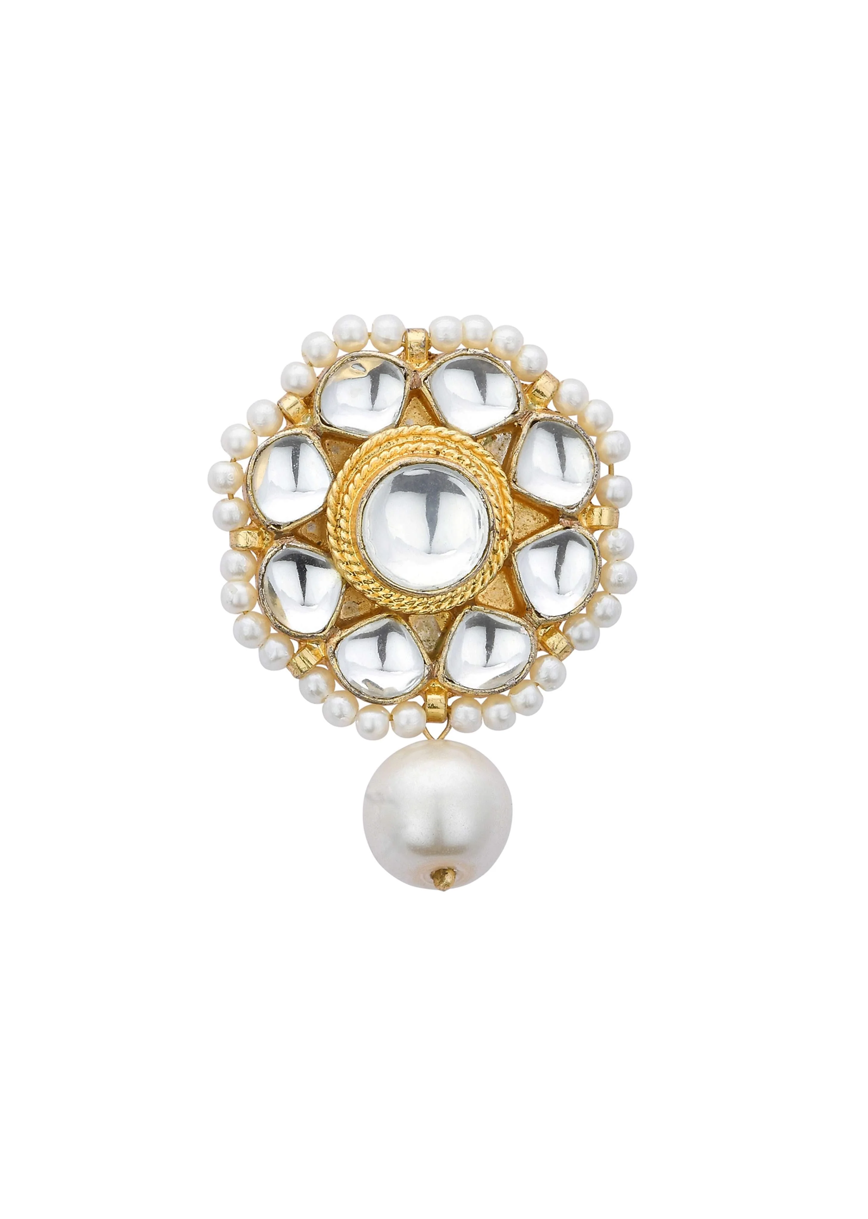 White Necklace Set With Floral Motif Pendants - Image 2