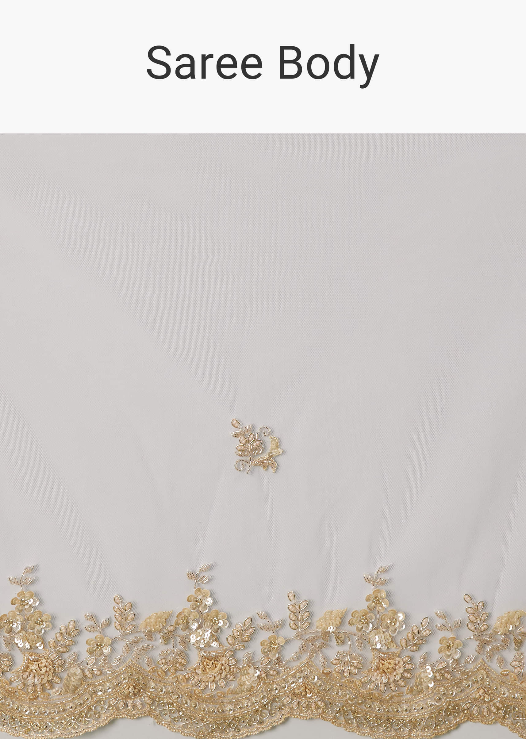 White Net Heavy Embroidered Saree With Embellished Border - Image 9