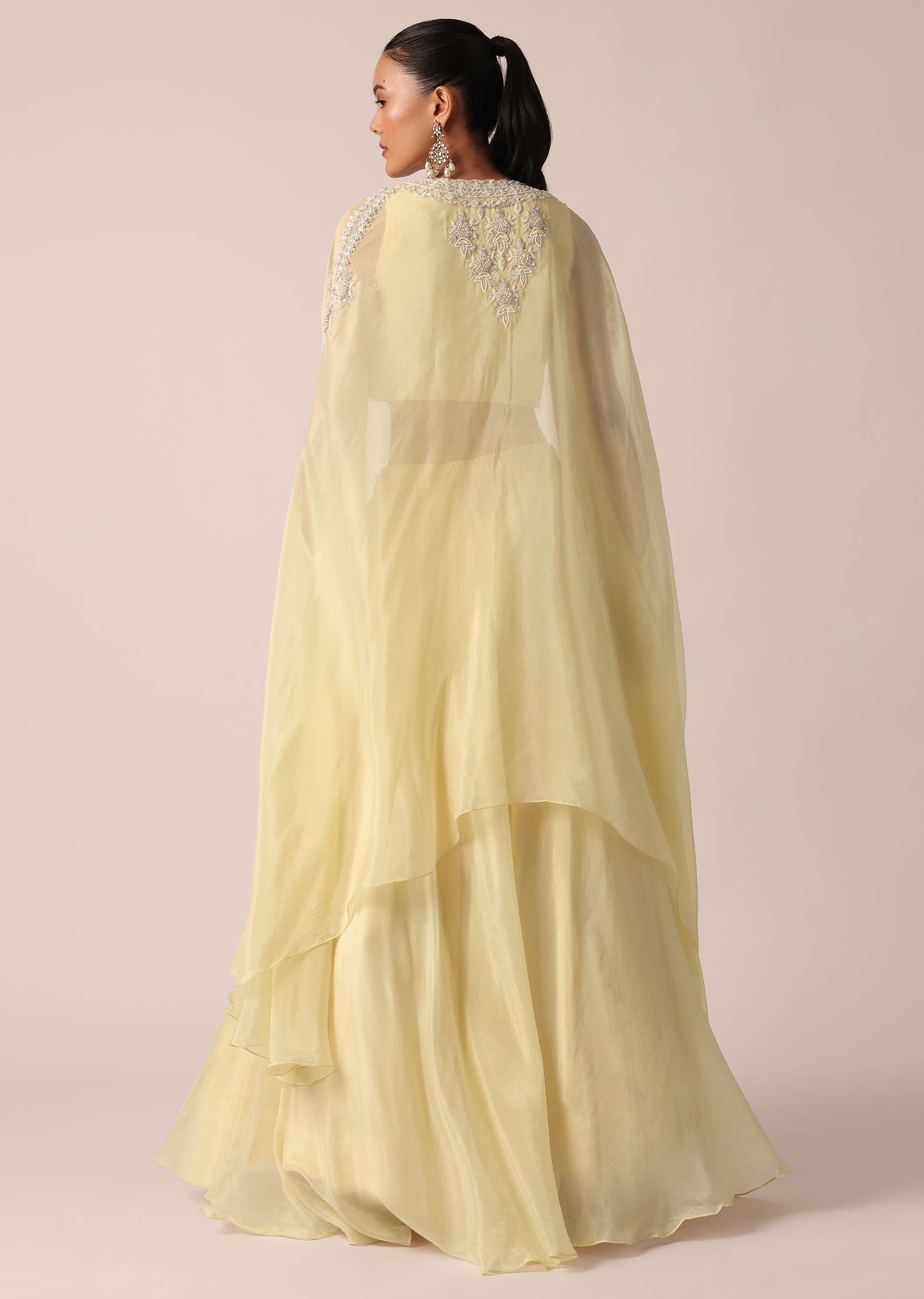 White Organza Jacket And Lehenga Set With Sequin Work - Image 5