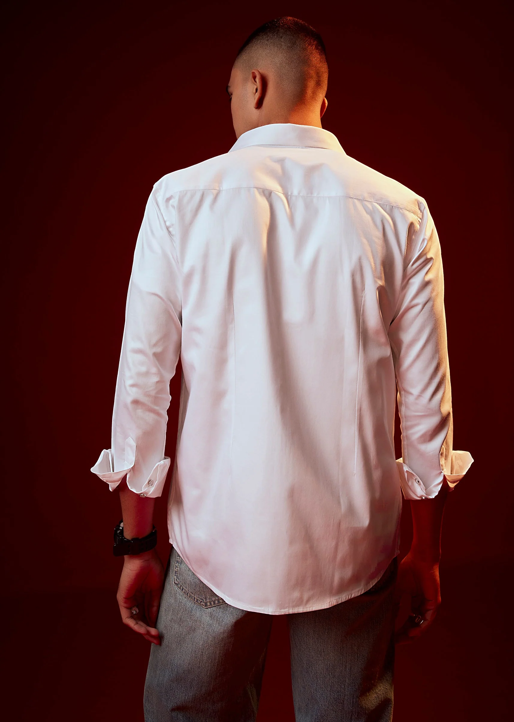 White Patch Work Embellished Party Shirt - Image 5