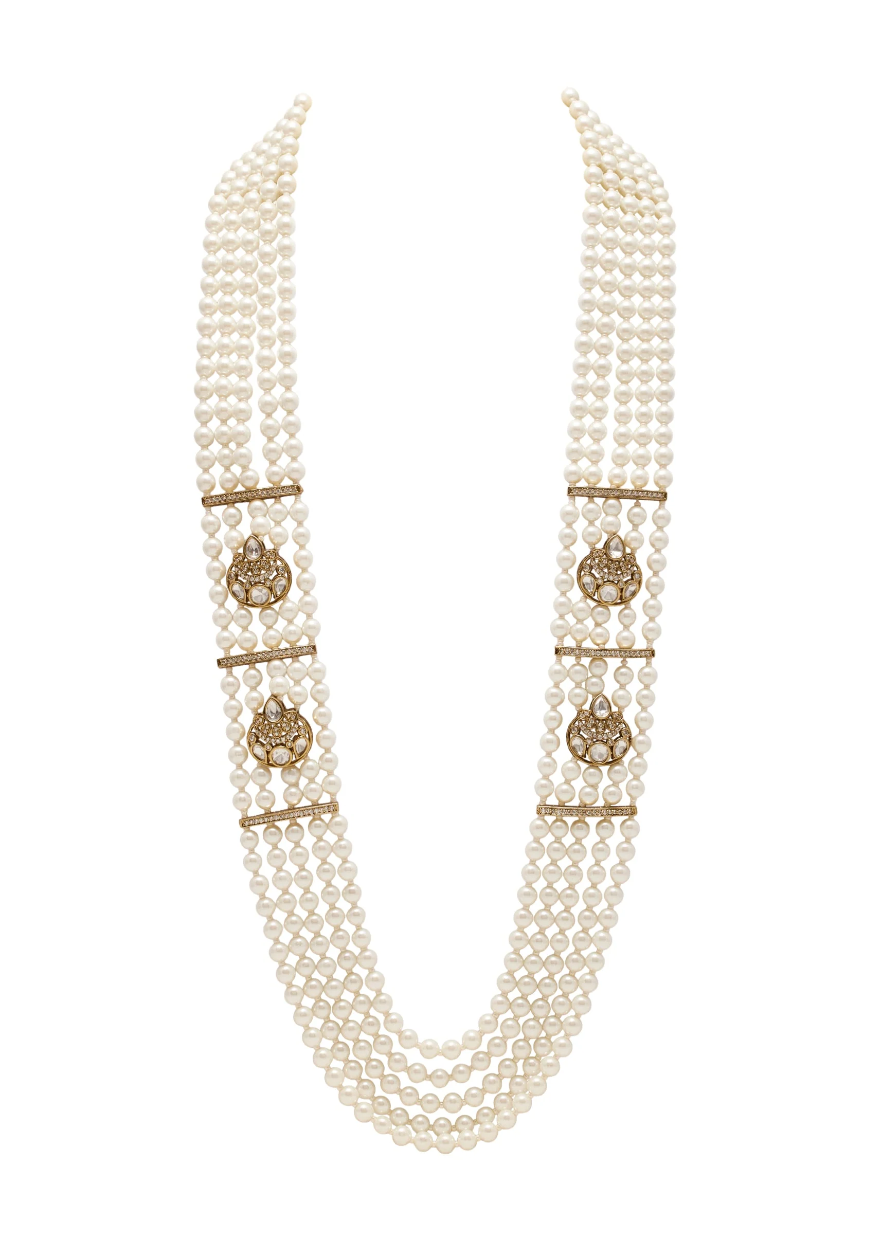 White Pearl Long Layered Necklace