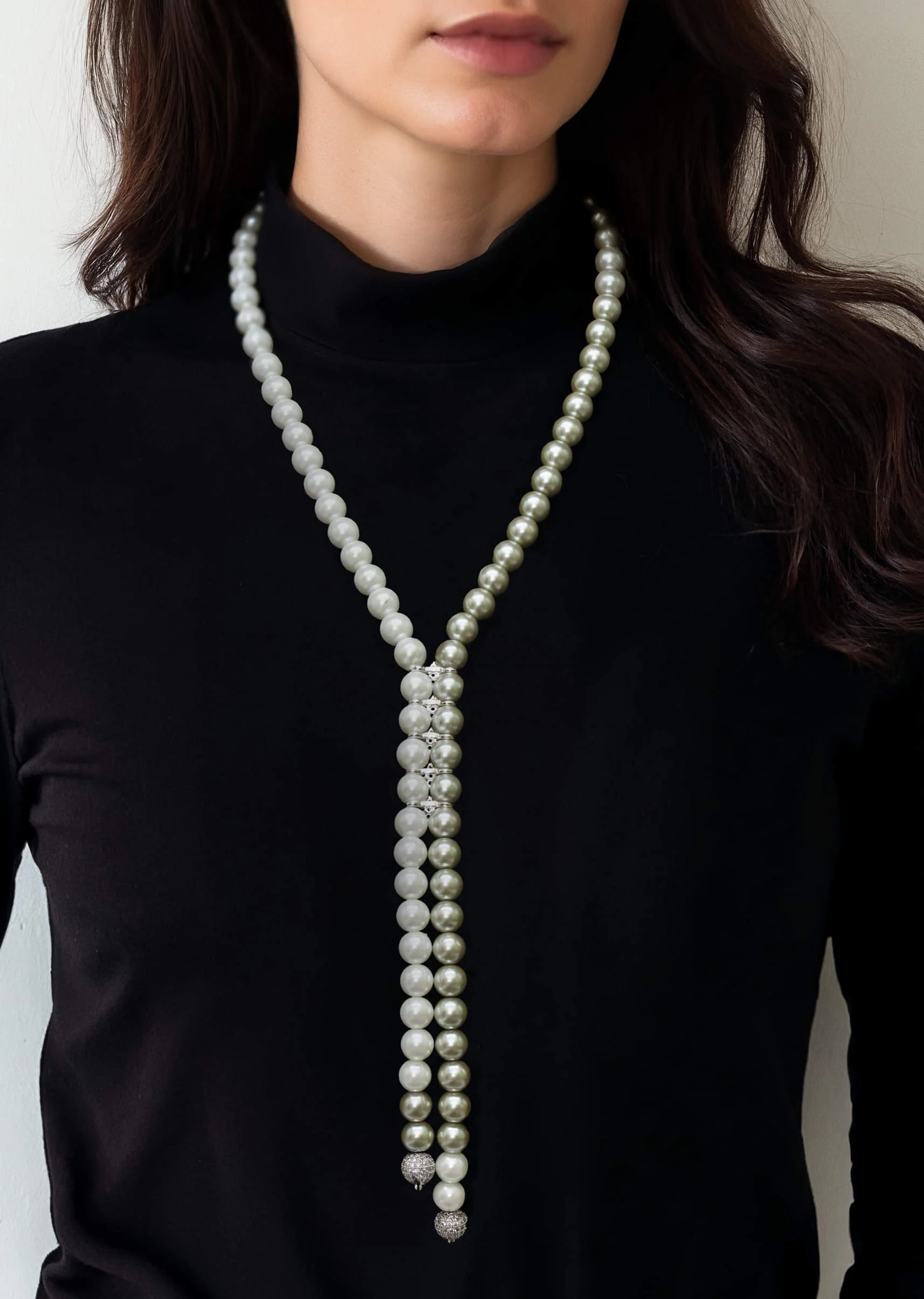 White Pearl Tassel Long Necklace