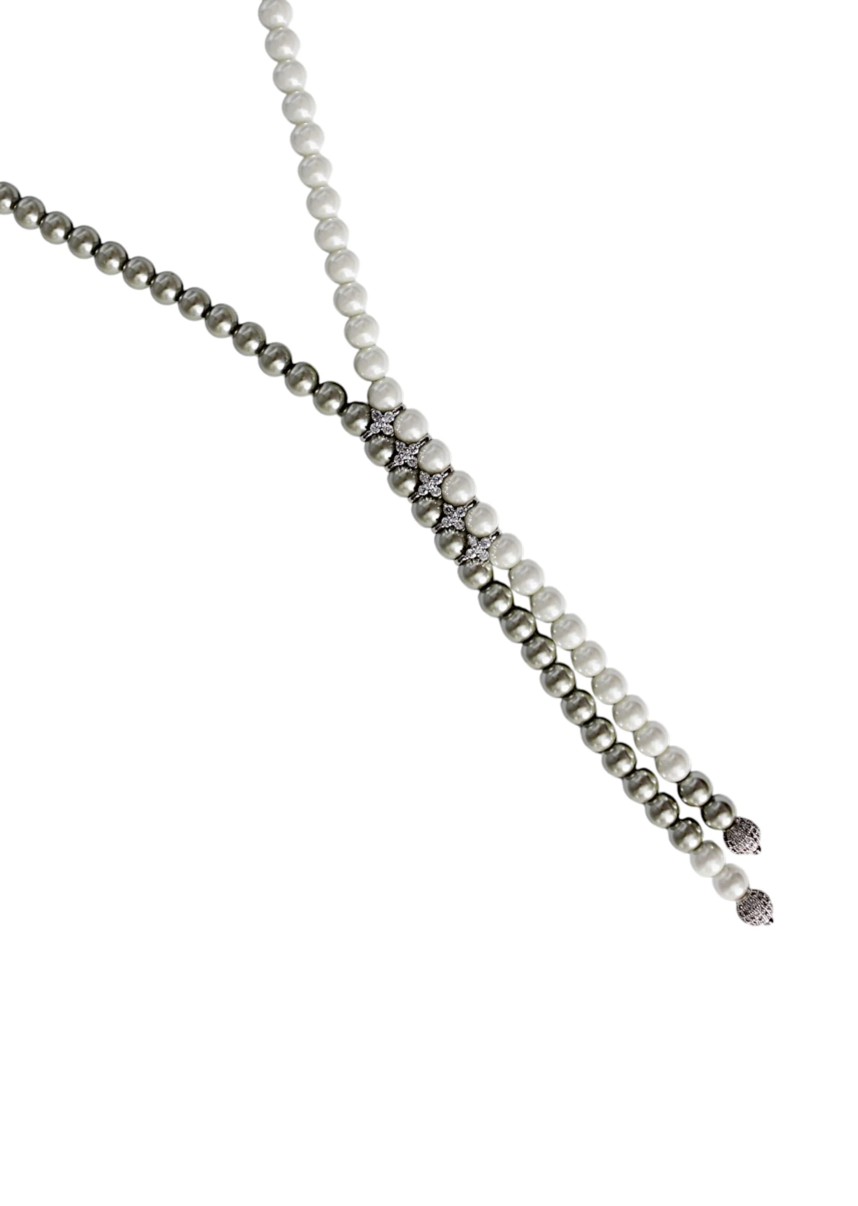 White Pearl Tassel Long Necklace - Image 3