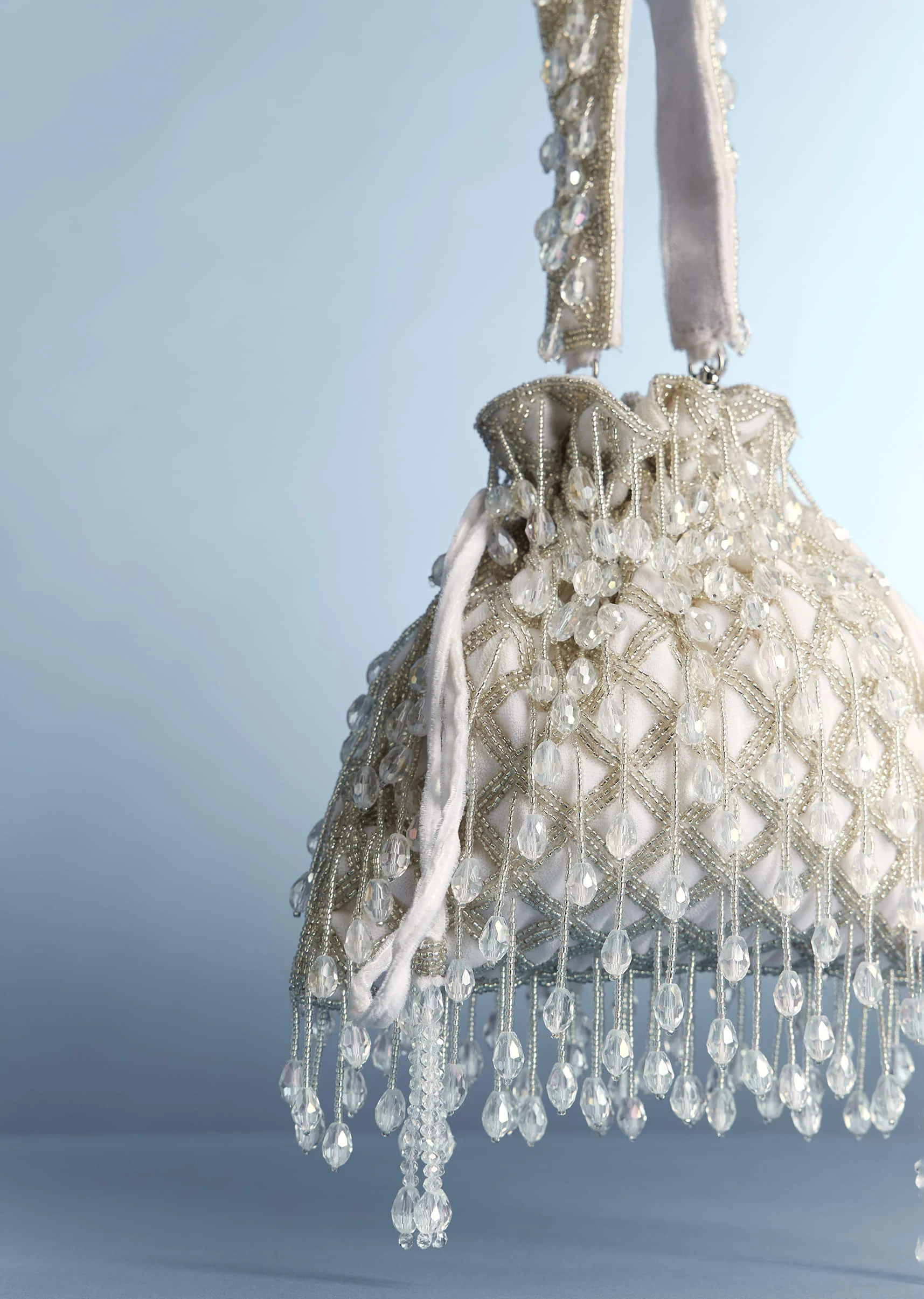 White Potli With Bead Work - Image 2