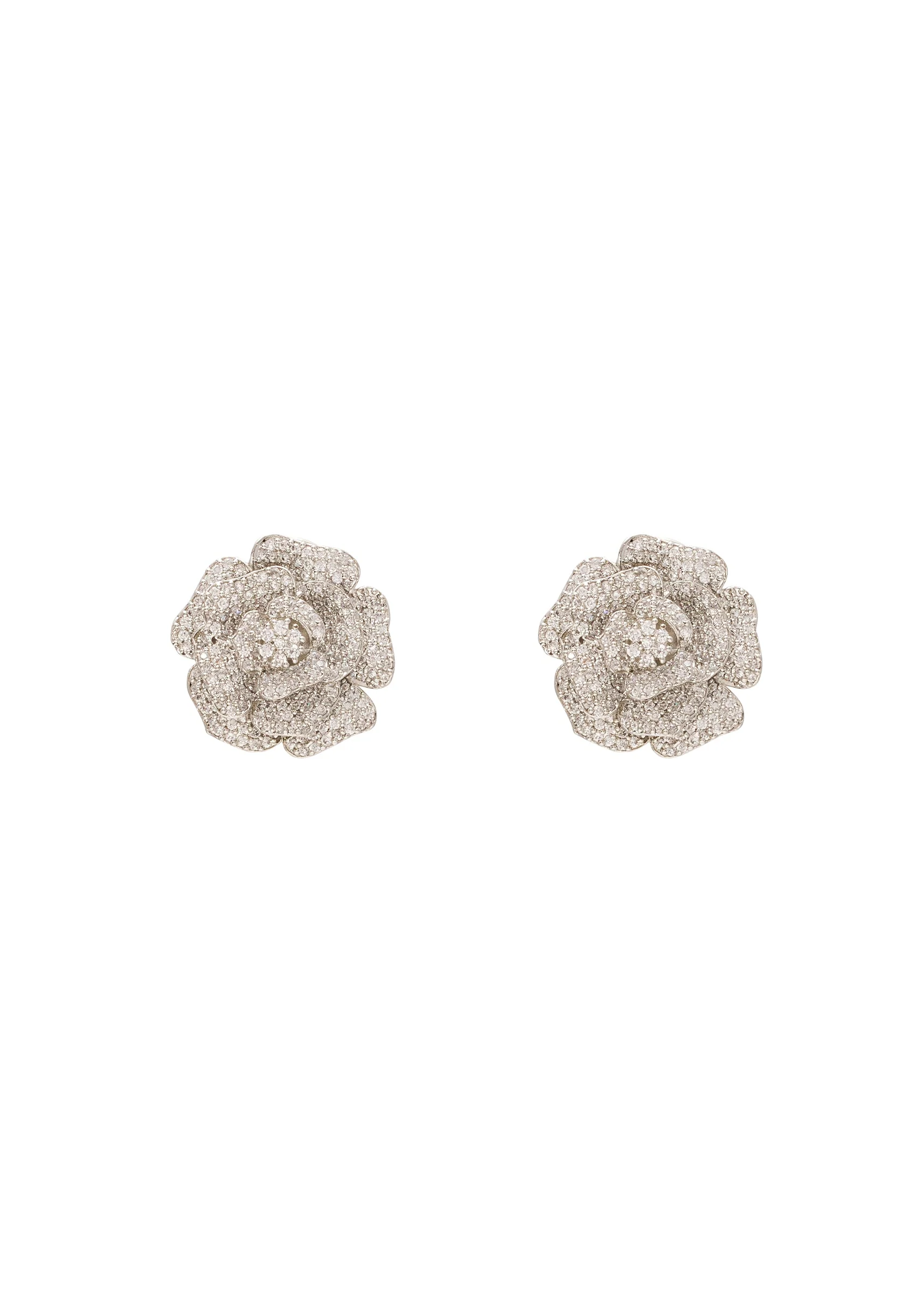 White Silver Modern Stud Earrings - Image 2
