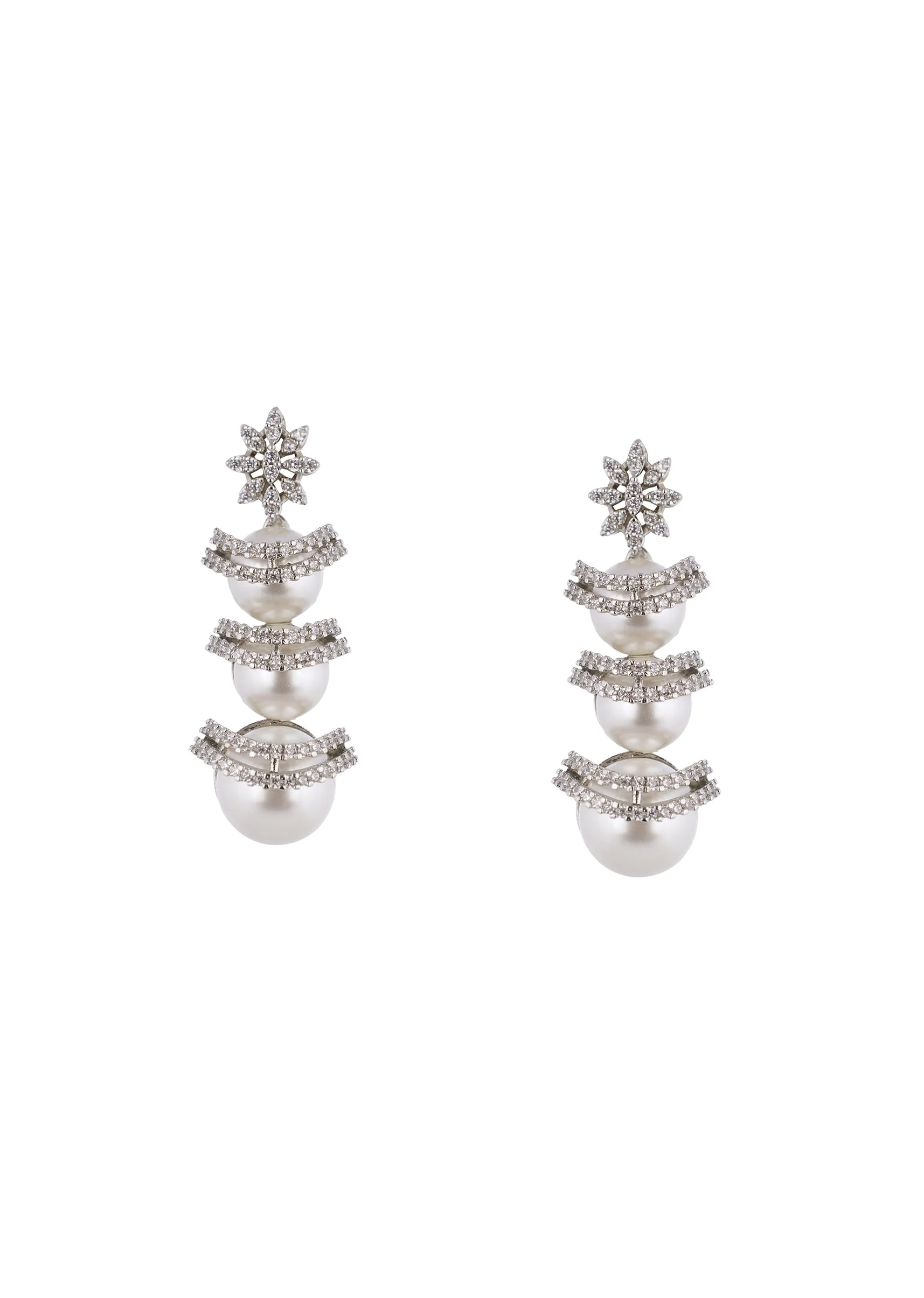 White Silver Necklace Set With Diamond Detail - Image 5