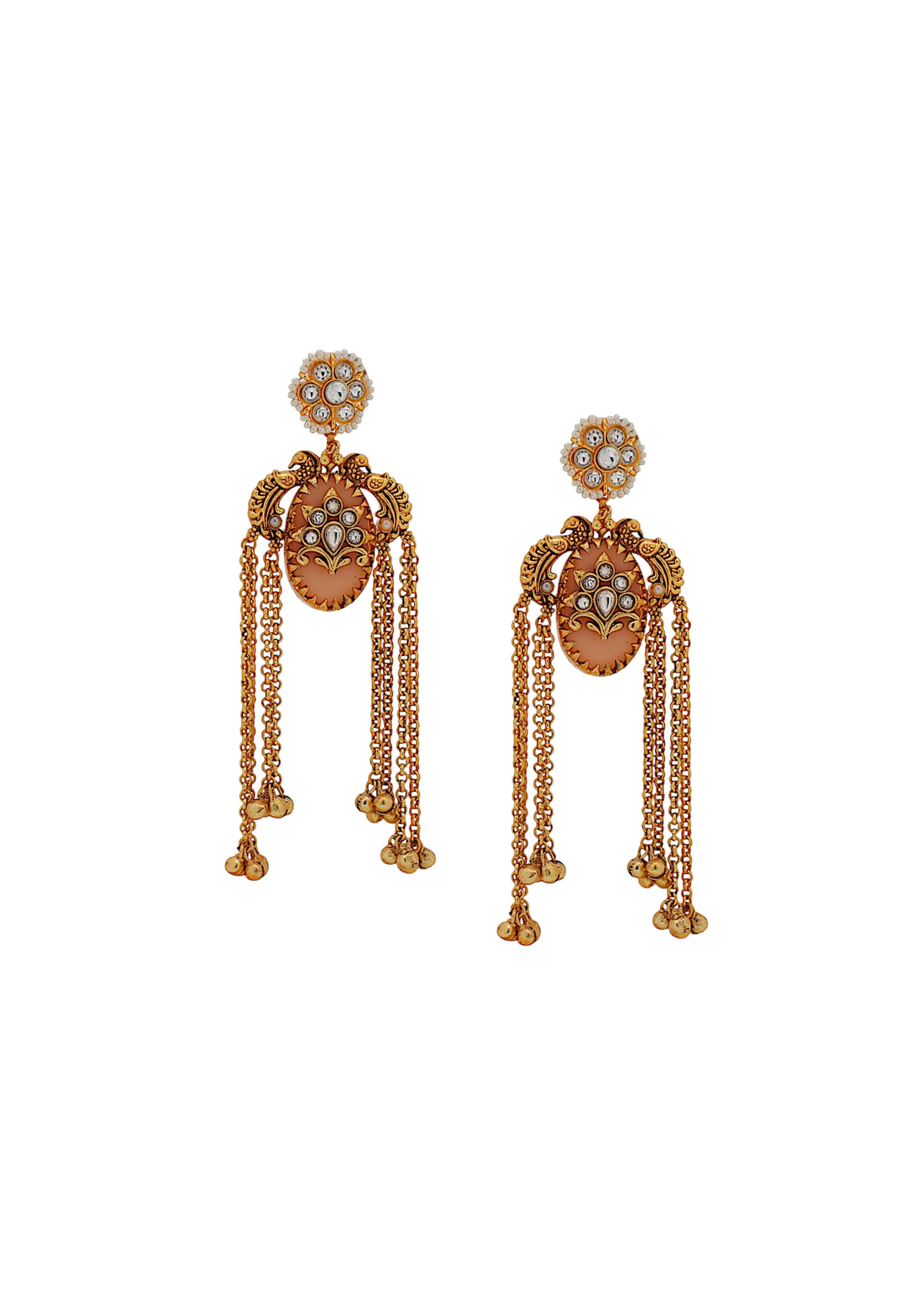 White Tassel Fusion Earrings - Image 2