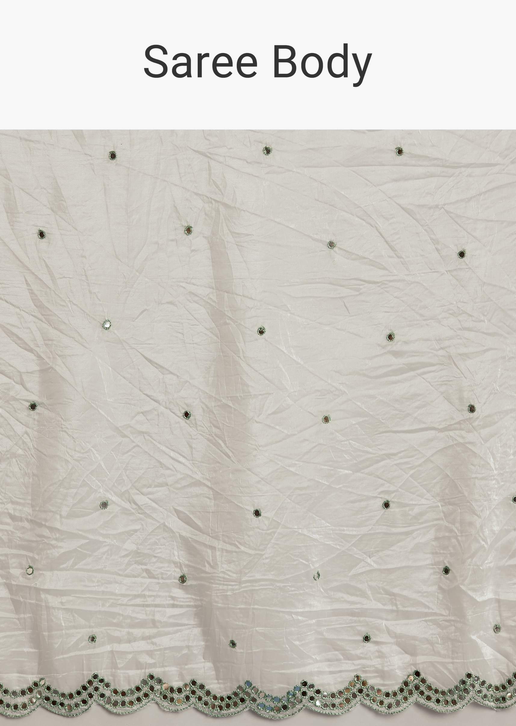 White Tissue Saree With Contrast Border - Image 9