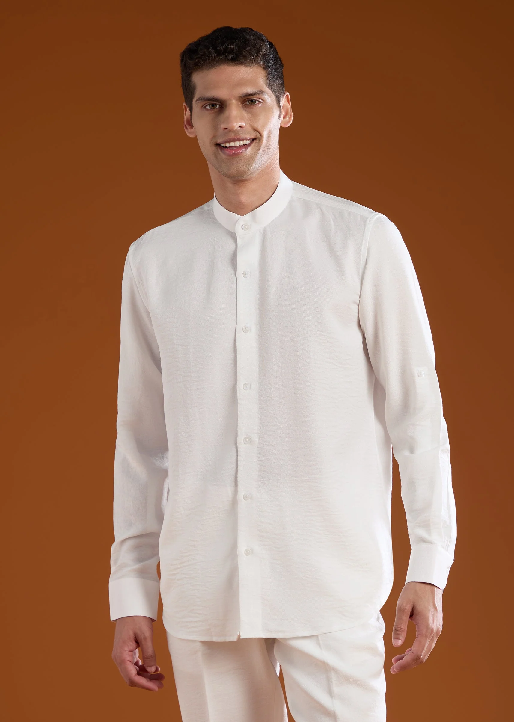 White Viscose Jacket and Kurta Set - Image 6