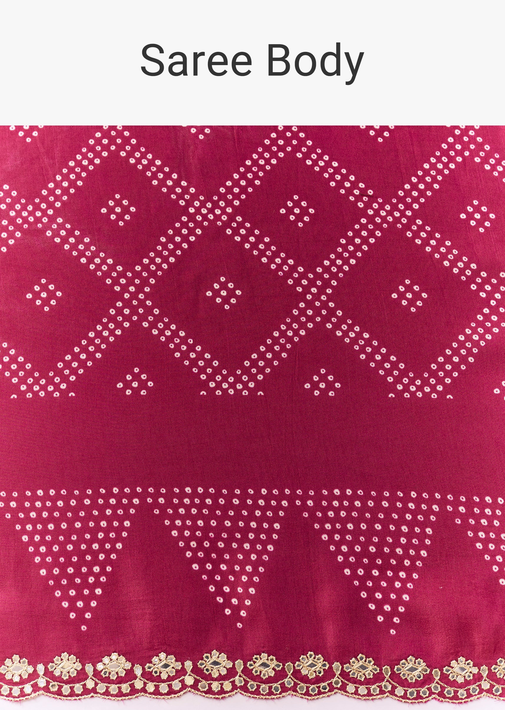 Wine Crepe Bandhani Print Saree with Blouse Fabric - Image 9