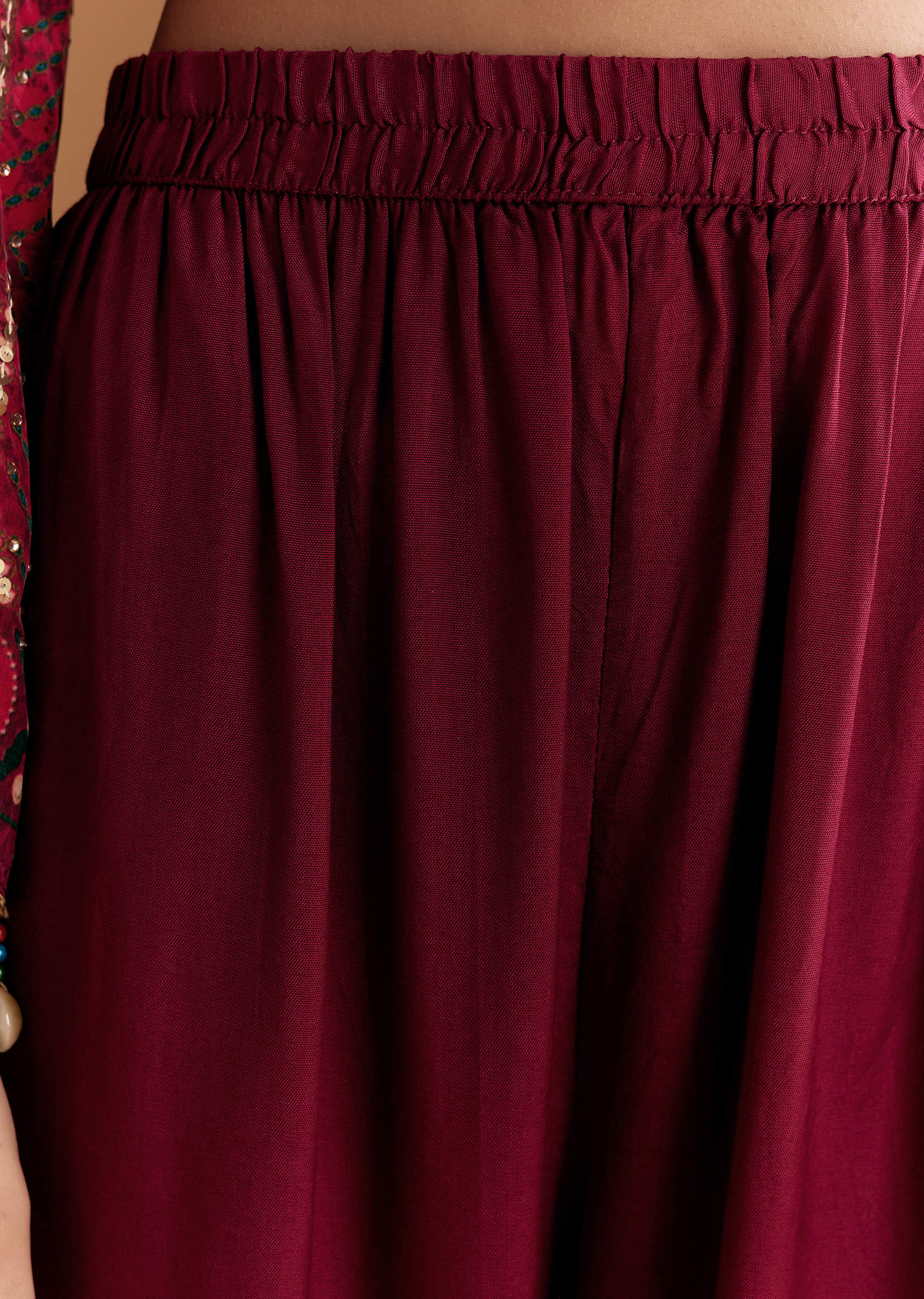 Wine Crepe Printed Kurta Set With Stone Work - Image 6