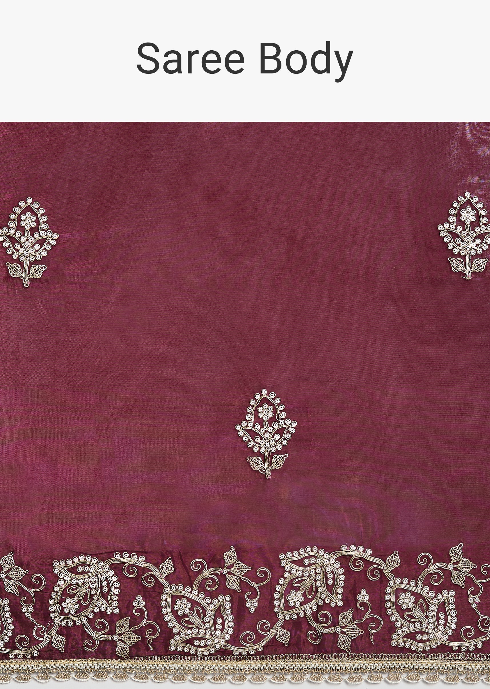 Wine Crepe Silk Saree - Image 9
