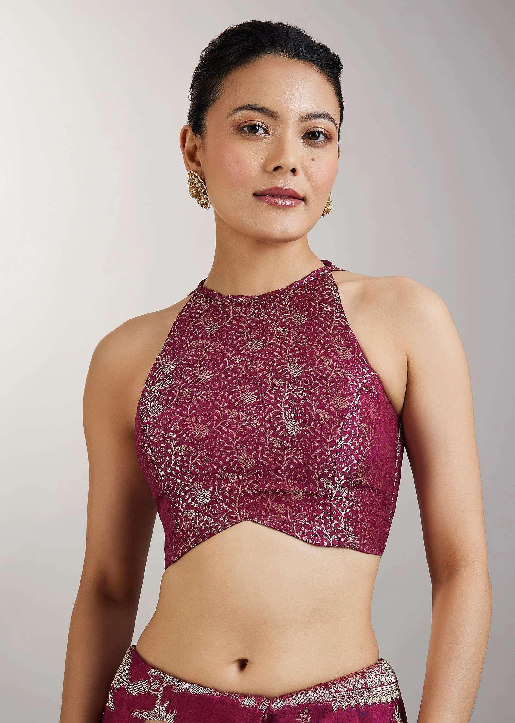 Wine Dola Silk Jungla Jaal Saree - Image 7