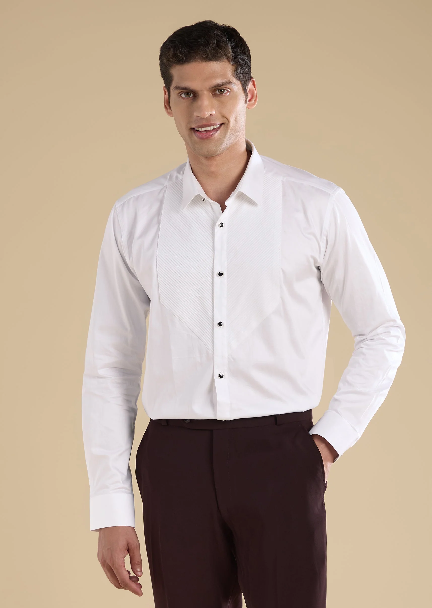 Wine Embellished Tuxedo Set With Bow Shirt And Trousers - Image 6