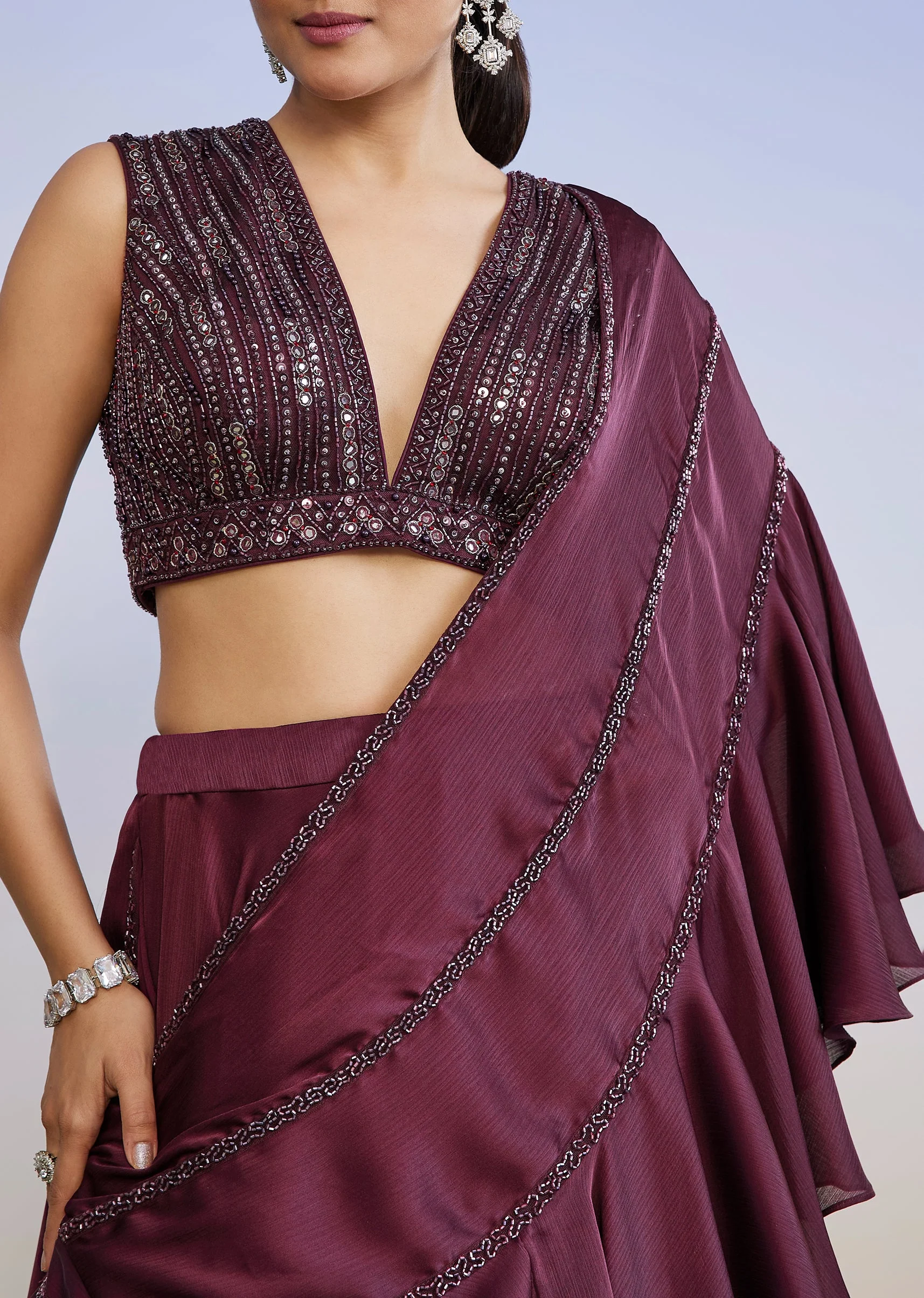 Wine Fusion Lehenga - Image 3
