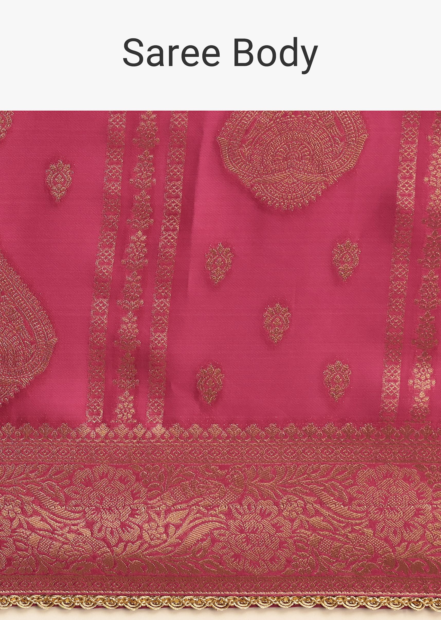 Wine Satin Brocade Zari Weave Saree - Image 9
