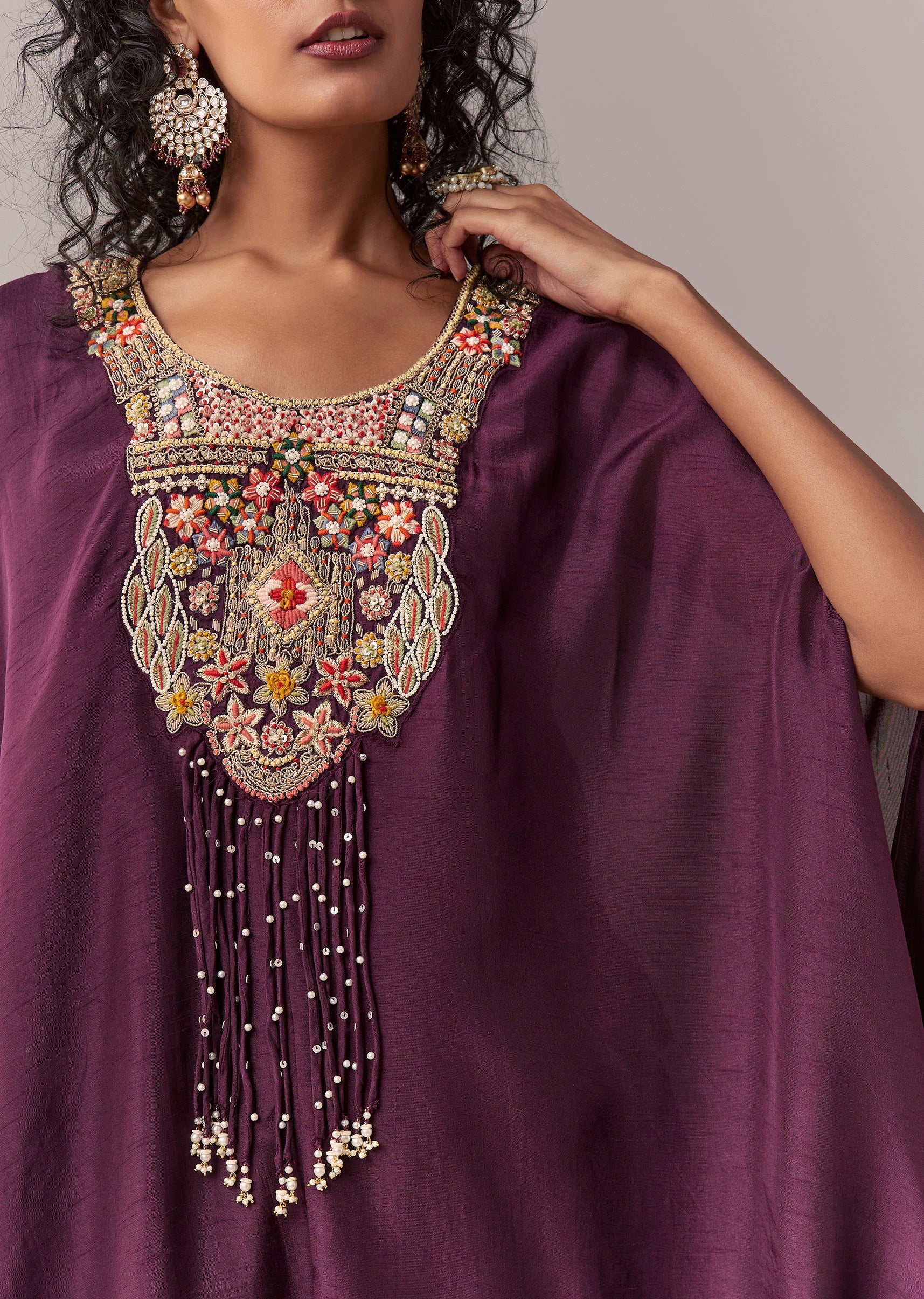 Wine Silk Cape Co-ord Set - Image 2