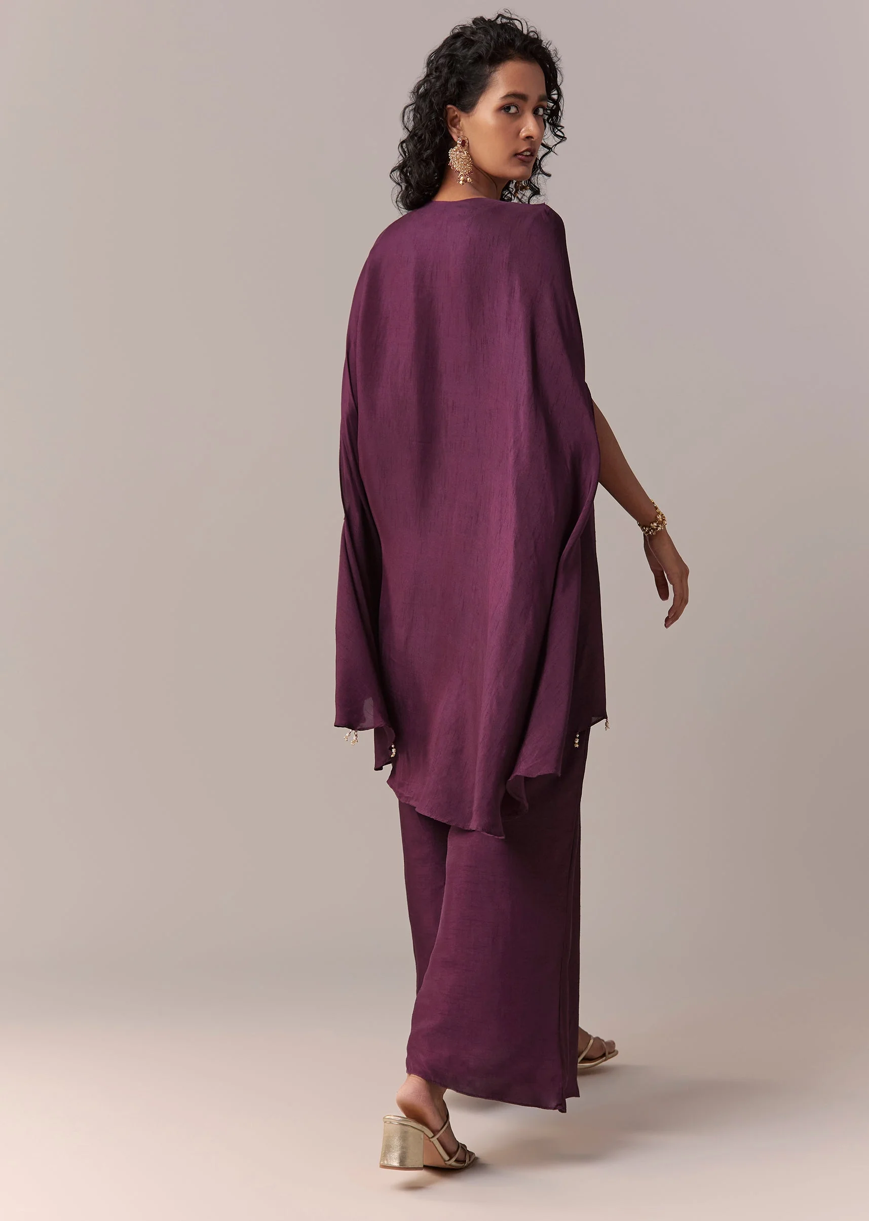 Wine Silk Cape Co-ord Set - Image 5