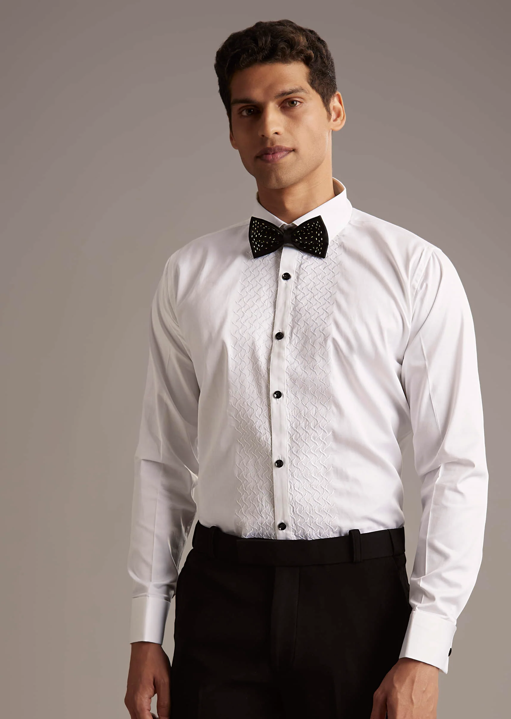 Wine Tuxedo For Men With Cutdana Embroidery - Image 7