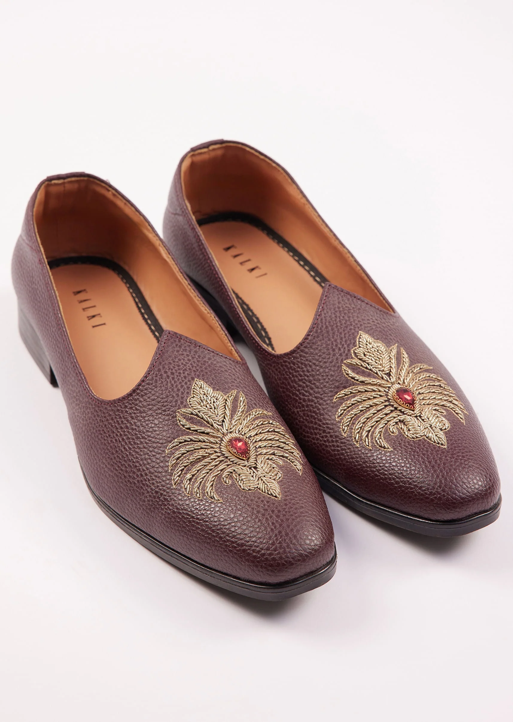 Wine Zardosi Work Juttis - Image 2