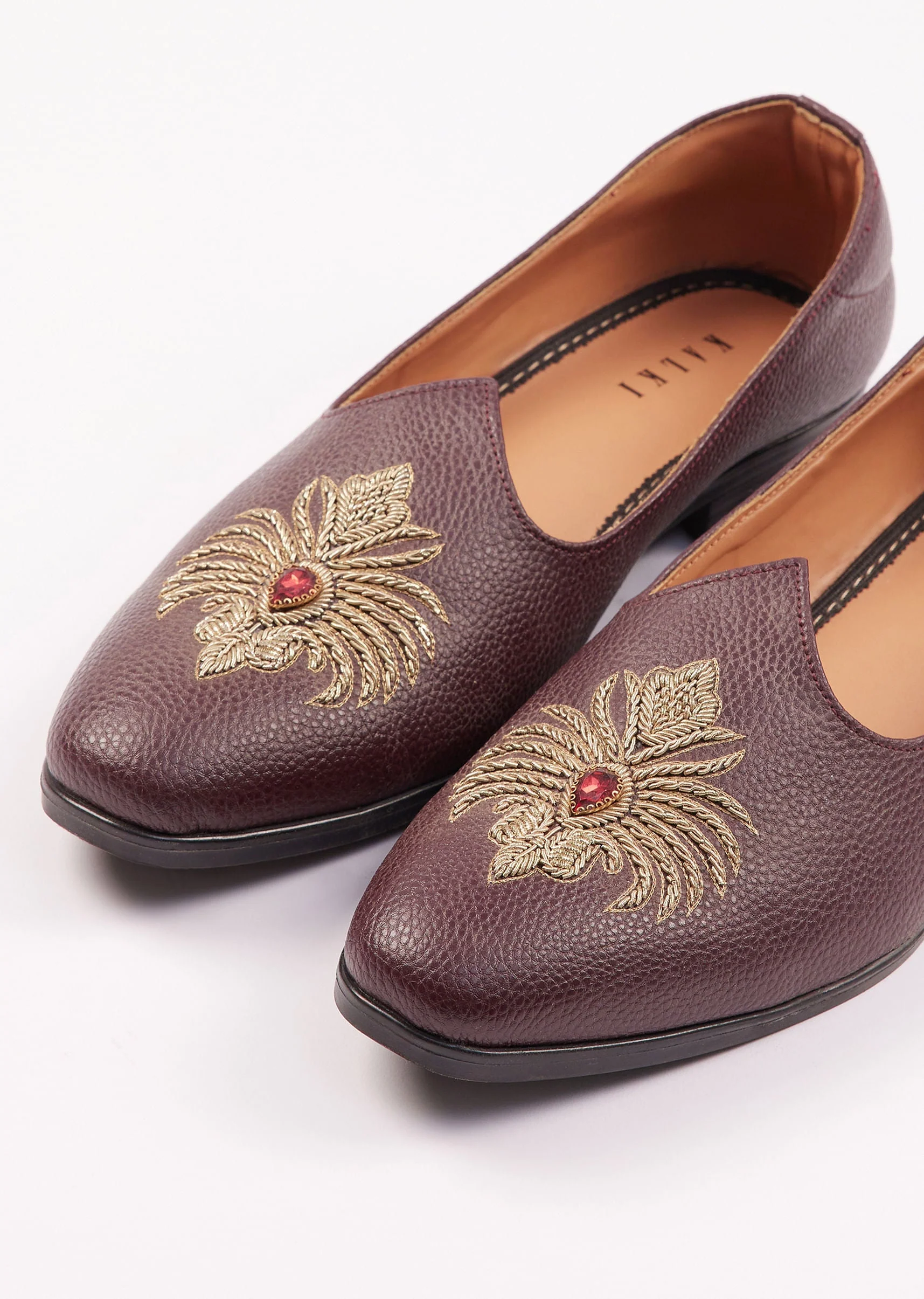 Wine Zardosi Work Juttis - Image 3