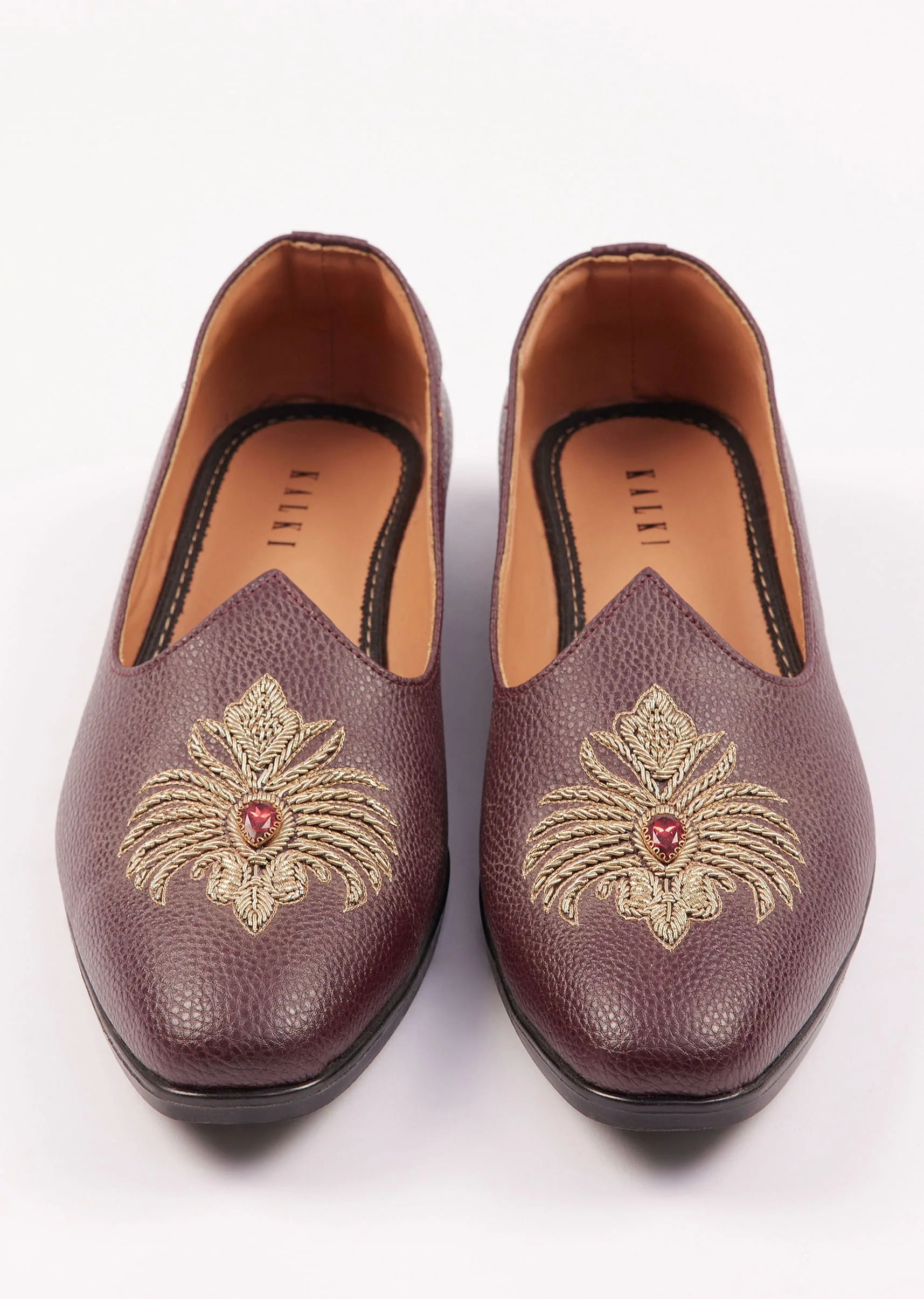 Wine Zardosi Work Juttis - Image 5
