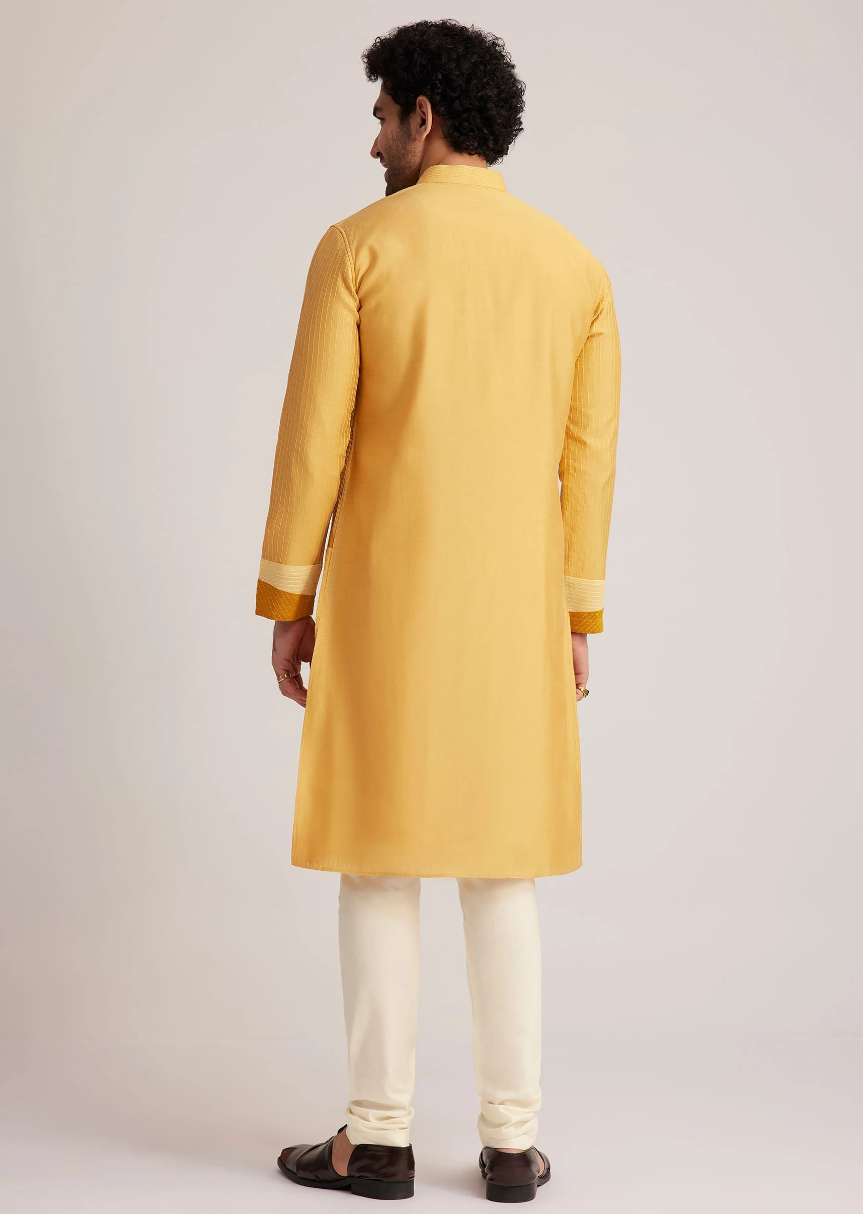 Yellow Abstract Kurta Set - Image 5