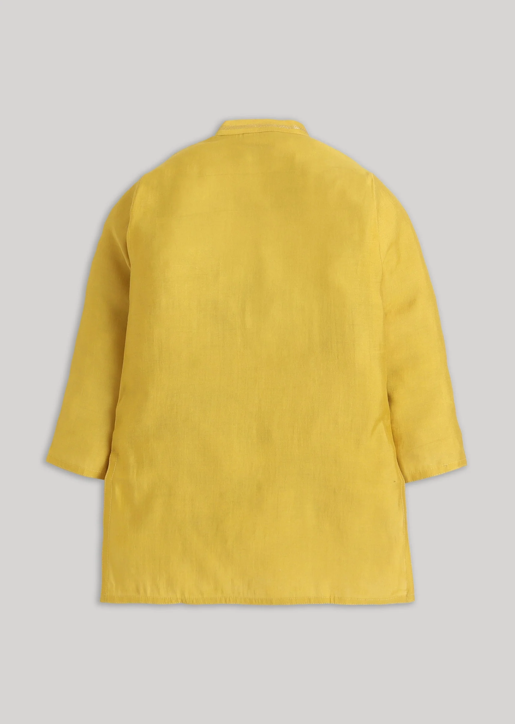 Yellow And White Kids Kurta Set - Image 4