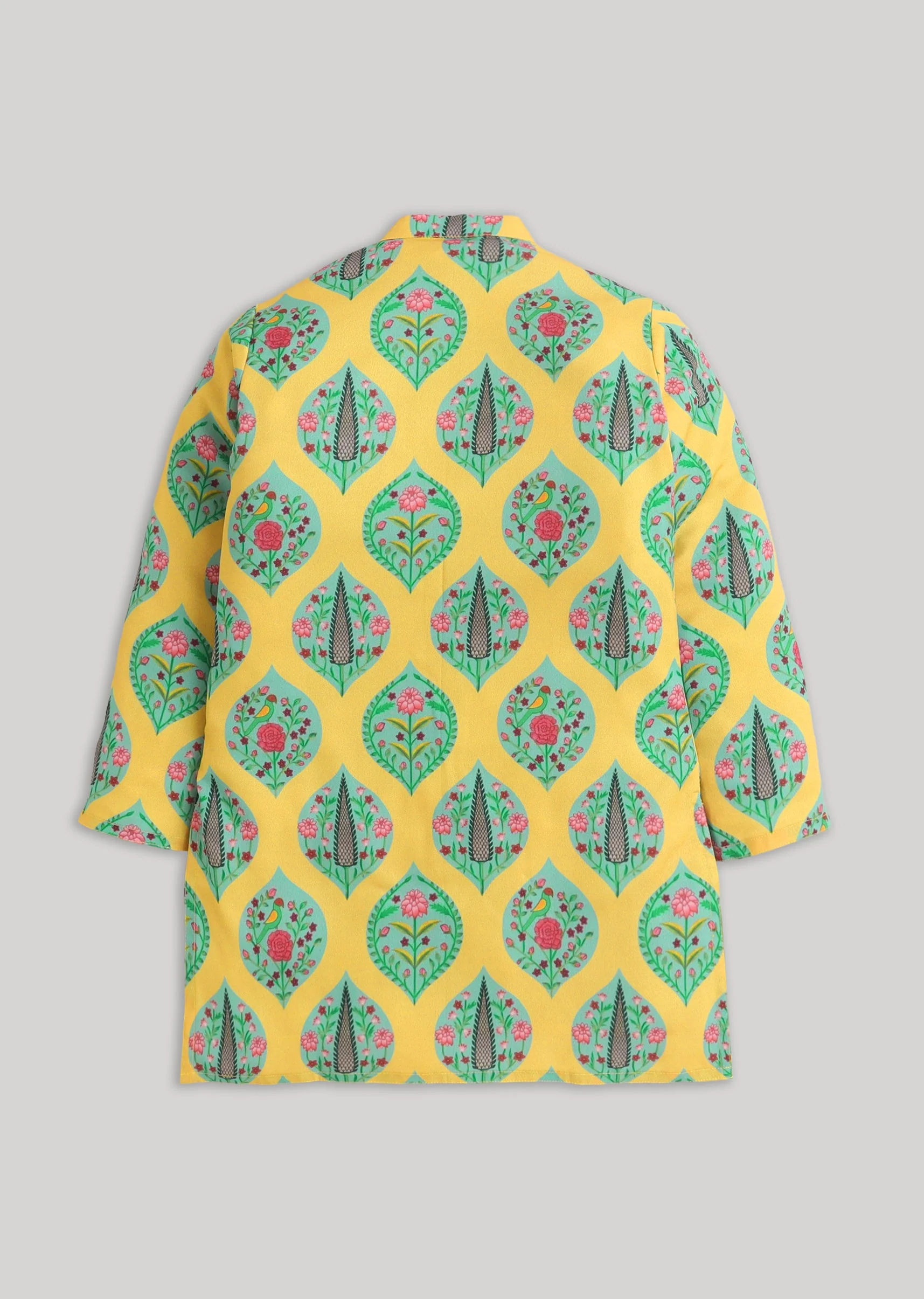 Yellow And White Kids Nehru Jacket Set - Image 4