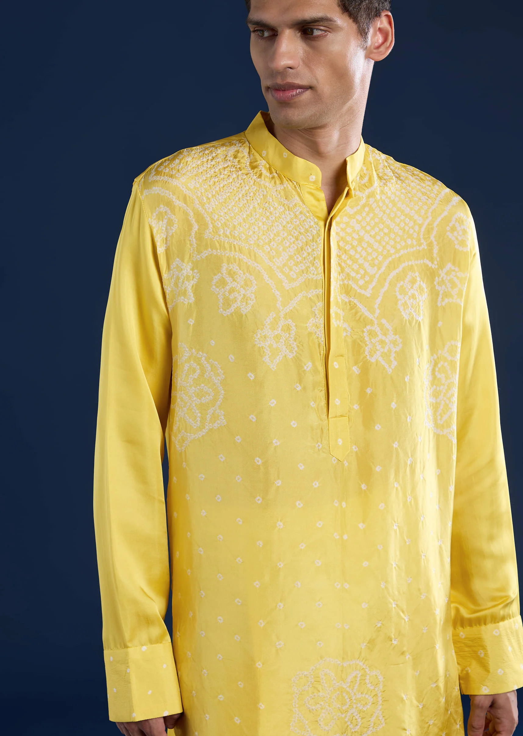 Yellow Bandhani Silk Kurta Set - Image 2