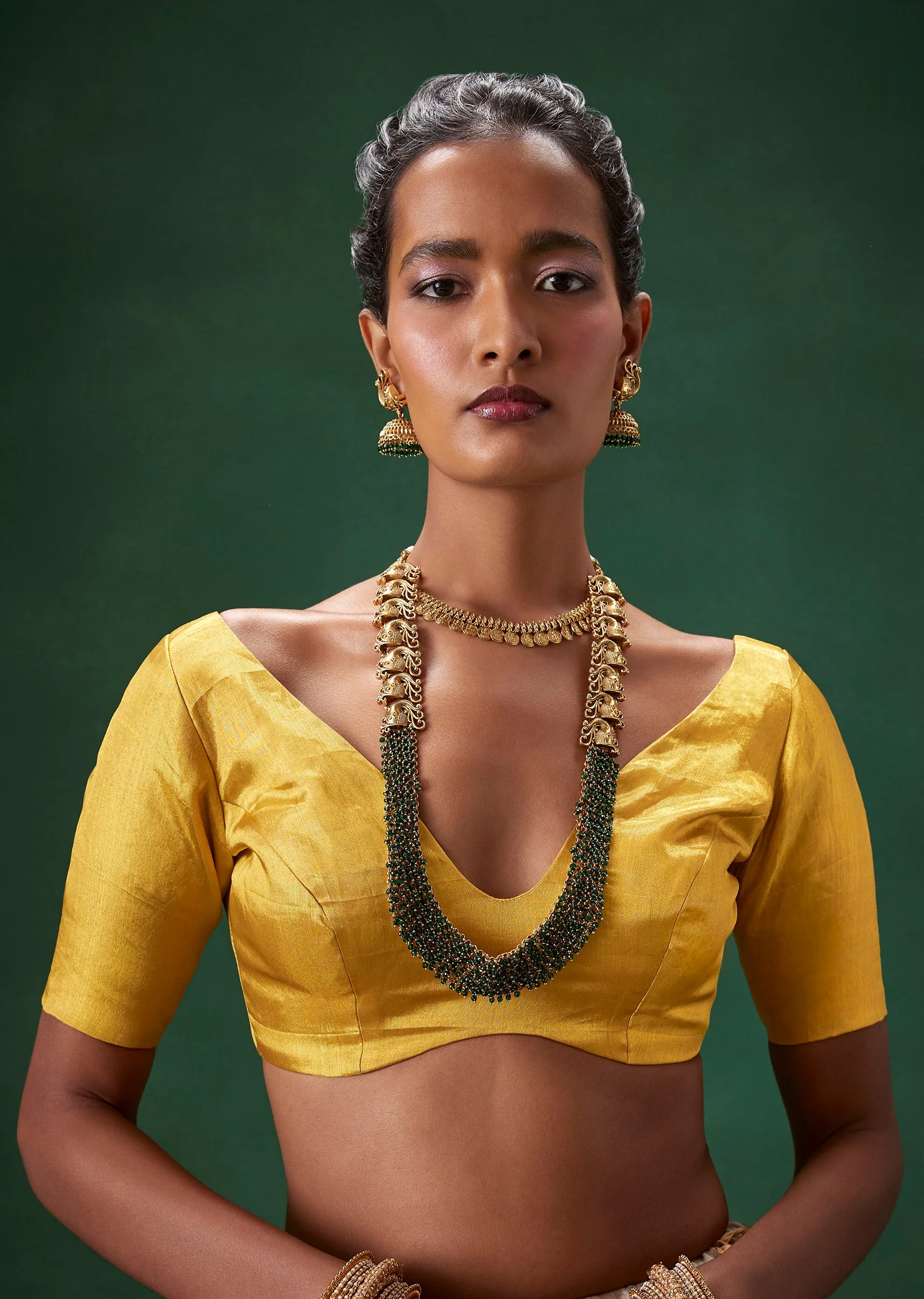 Yellow Bridal Kanjivaram Woven Saree with Unstitched Blouse - Image 7