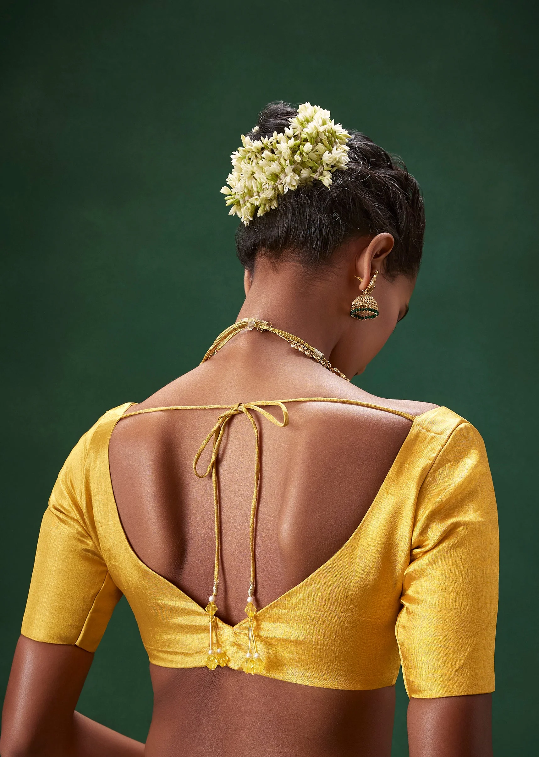 Yellow Bridal Kanjivaram Woven Saree with Unstitched Blouse - Image 8