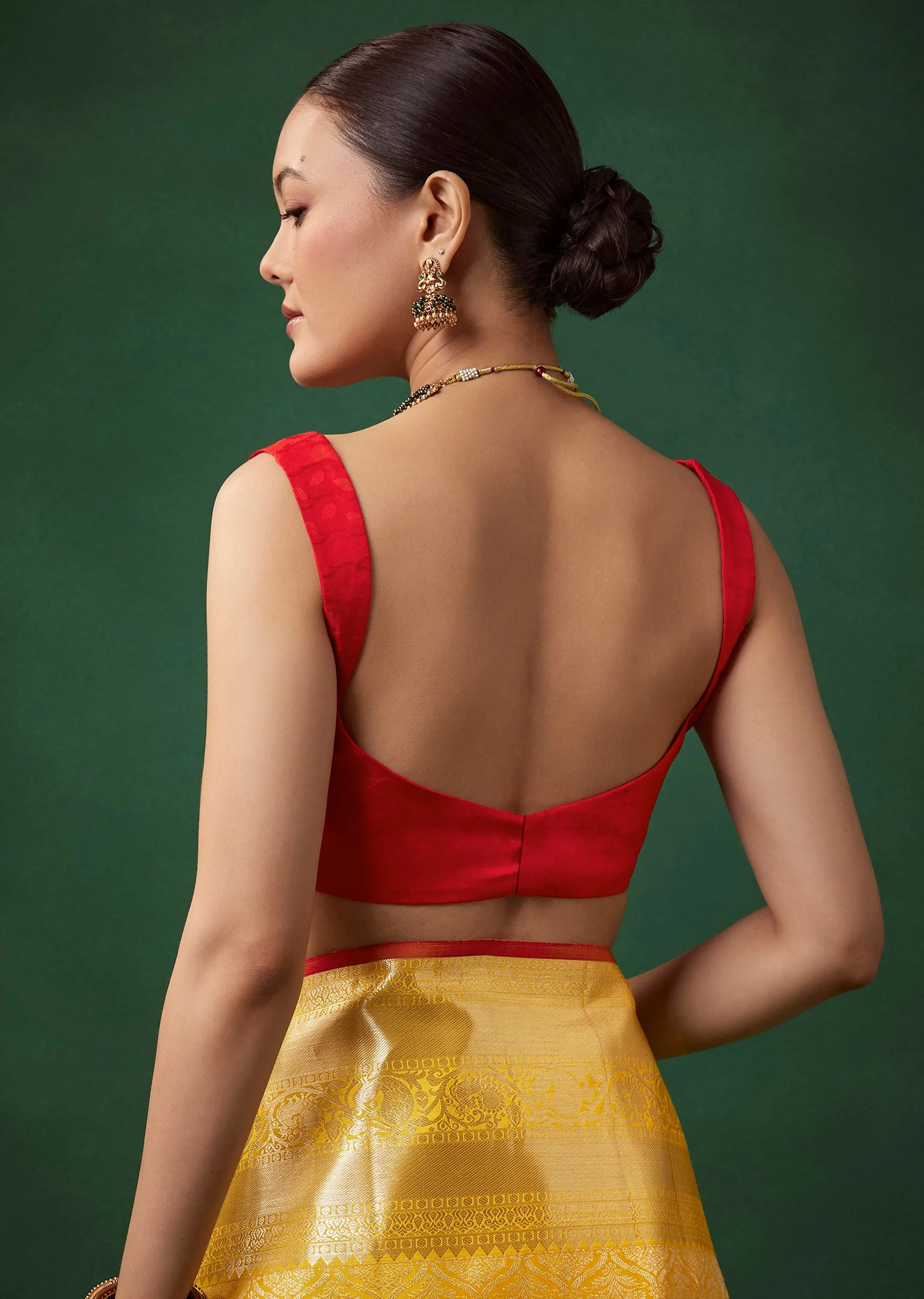 Yellow Bridal Kanjivaram Zari Woven Saree with Unstitched Blouse - Image 8