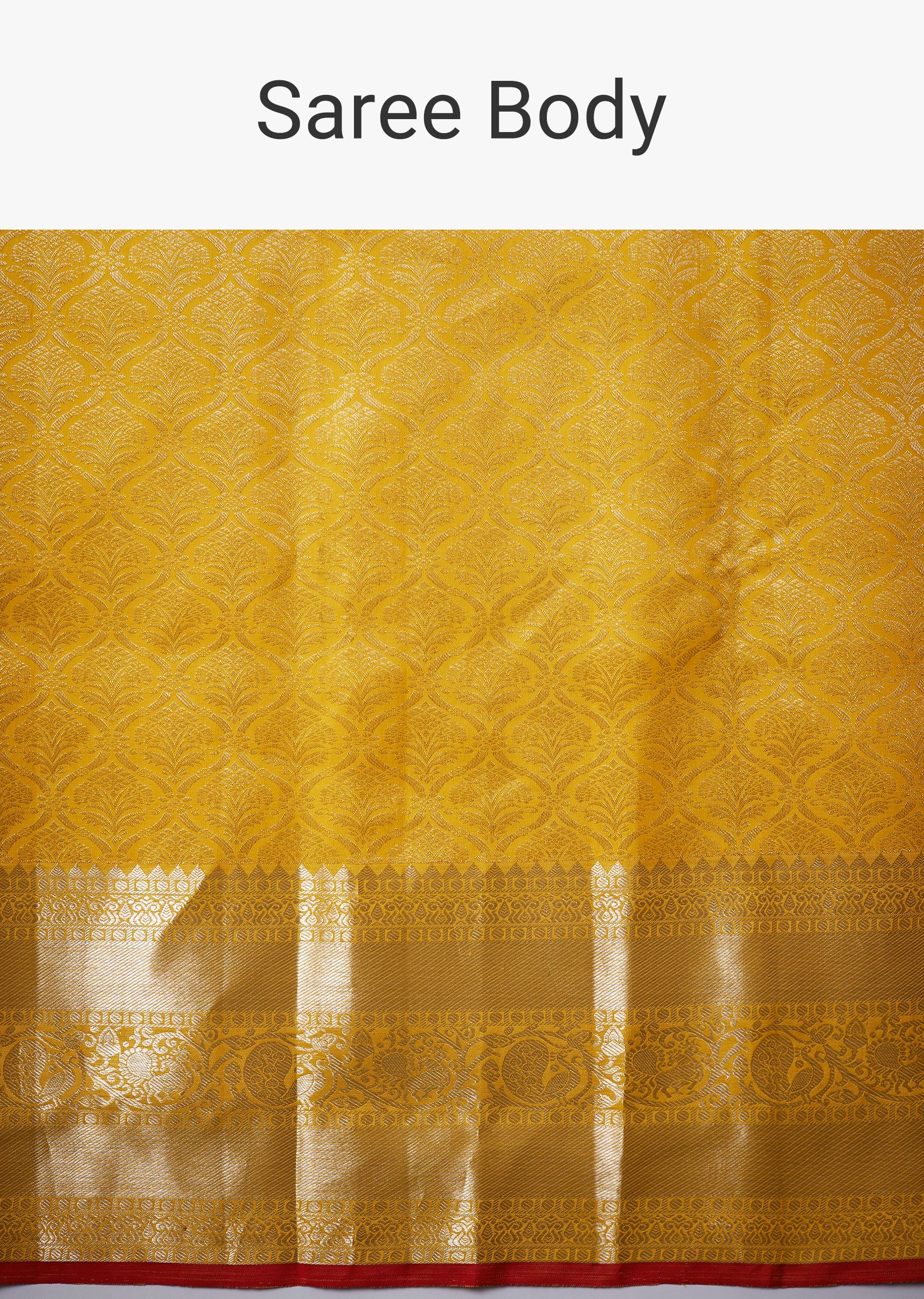 Yellow Bridal Kanjivaram Zari Woven Saree with Unstitched Blouse - Image 9