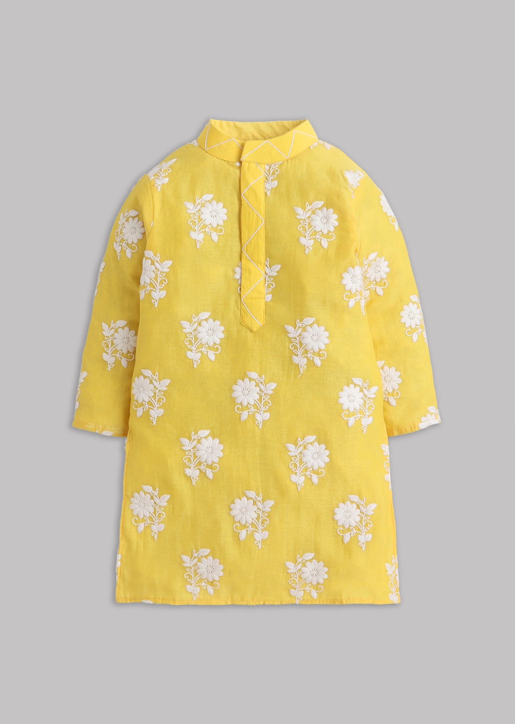 Yellow Chanderi Embroidered Kurta Set - Image 2