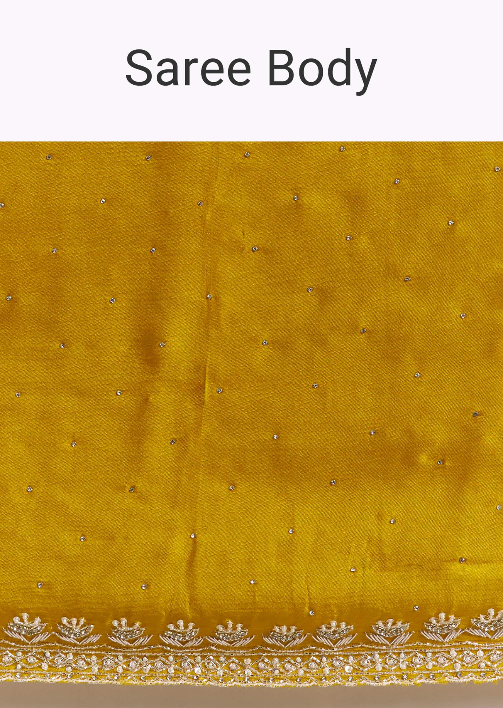 Yellow Chinon Saree With Stone And Sequin Embroidery - Image 9