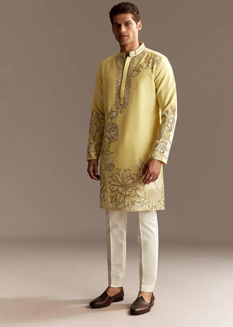 Yellow Cutwork Kurta Set - Image 2