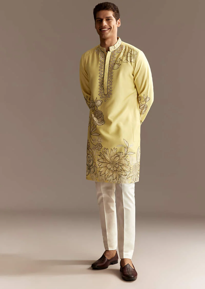 Yellow Cutwork Kurta Set - Image 5