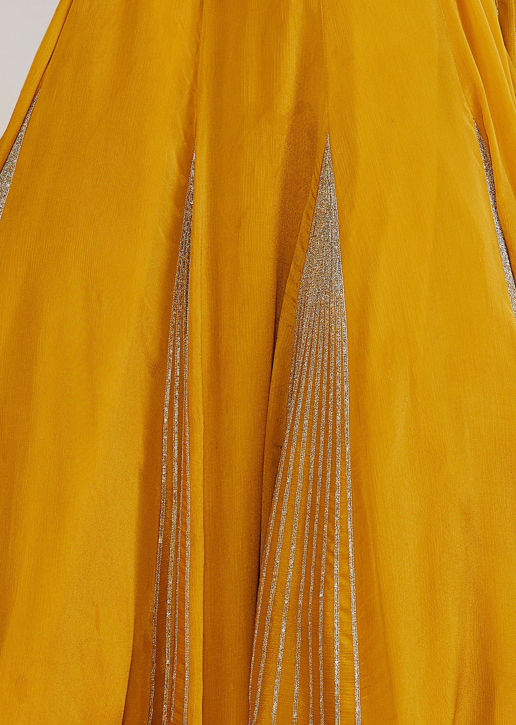 Yellow Drape Style Lehenga With Sequin Cut Dana Halter Choli - Image 6
