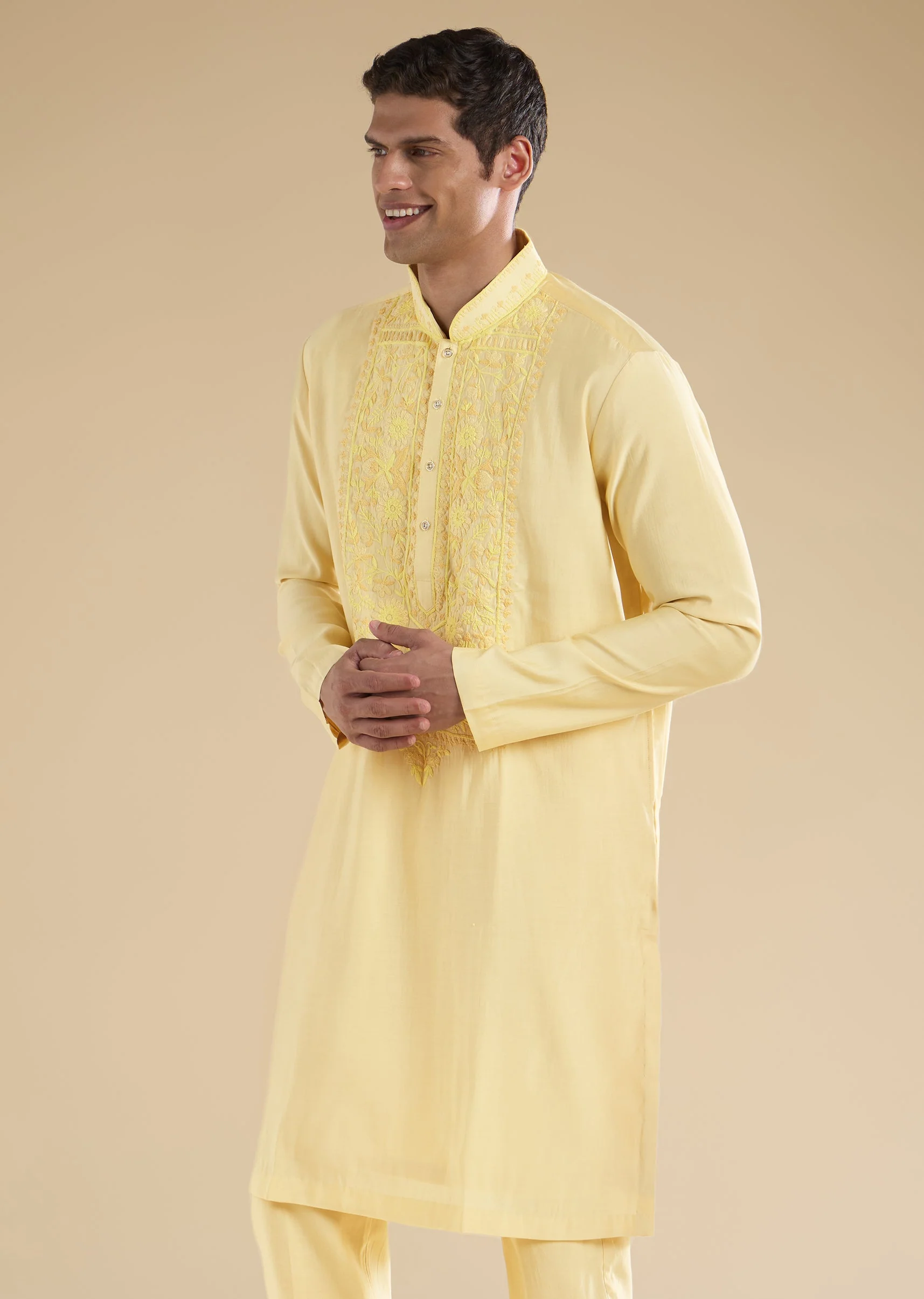 Yellow Embroidered Kurta Sets And Dupattas - Image 6